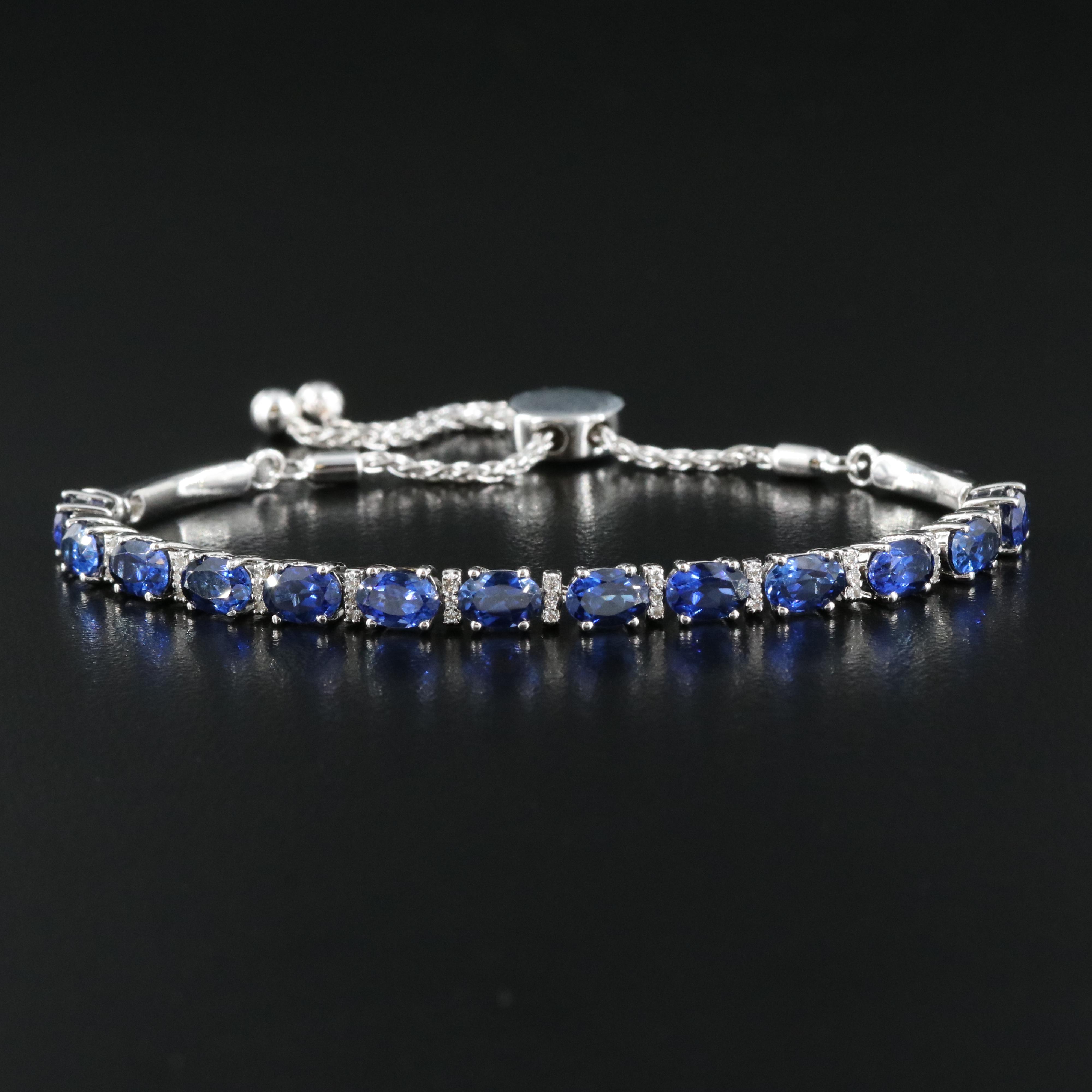 Sterling Sapphire and Topaz Bolo Bracelet