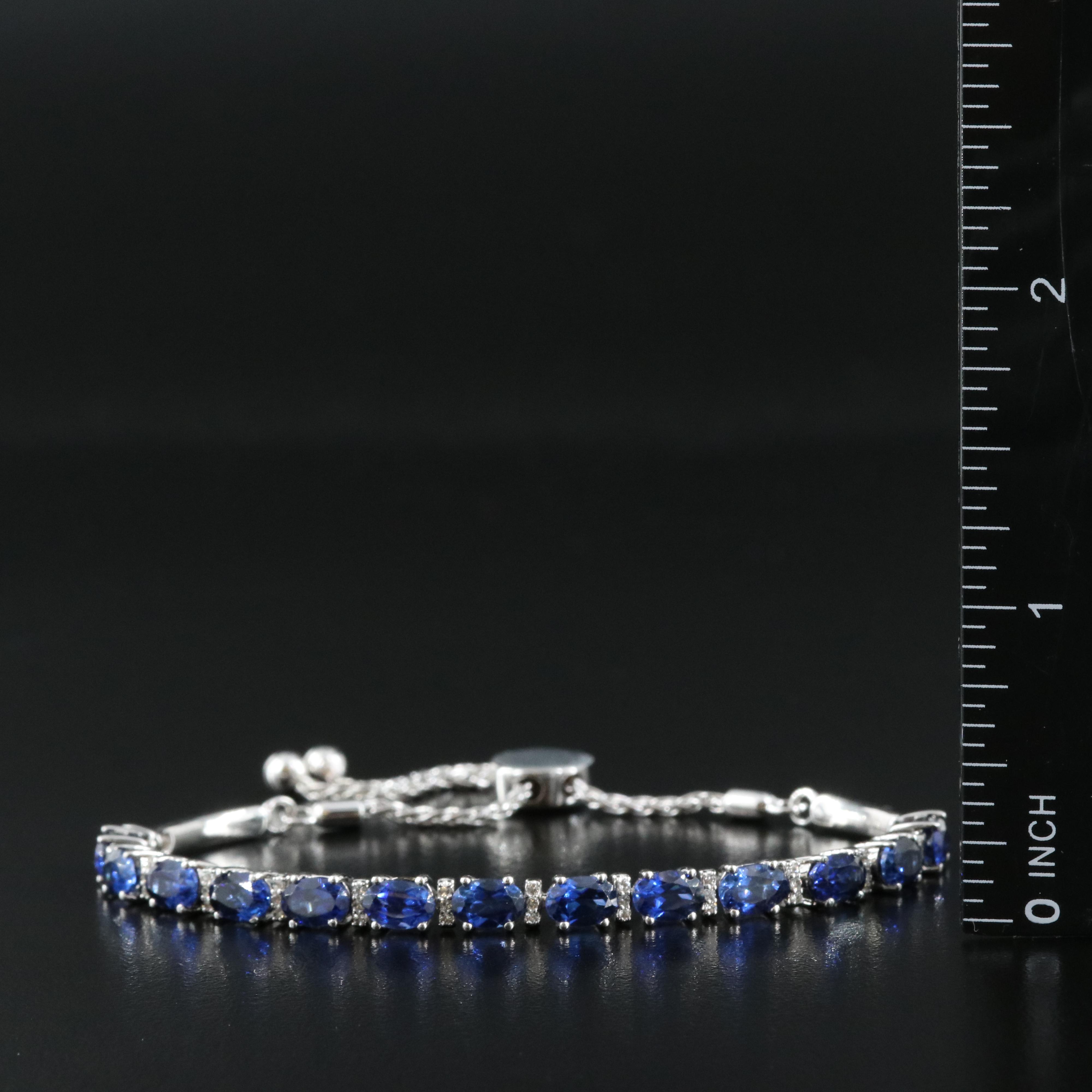 Sterling Sapphire and Topaz Bolo Bracelet