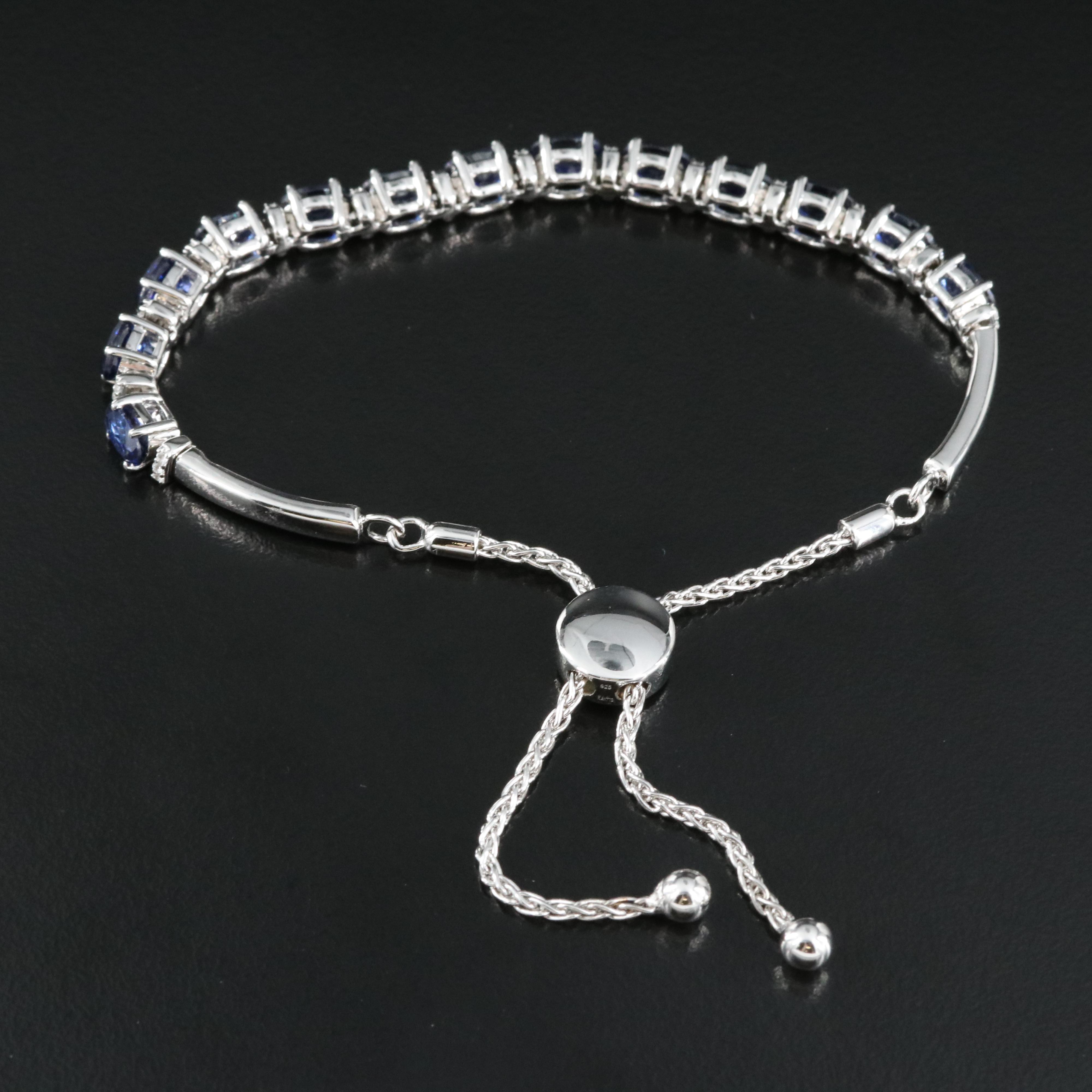 Sterling Sapphire and Topaz Bolo Bracelet