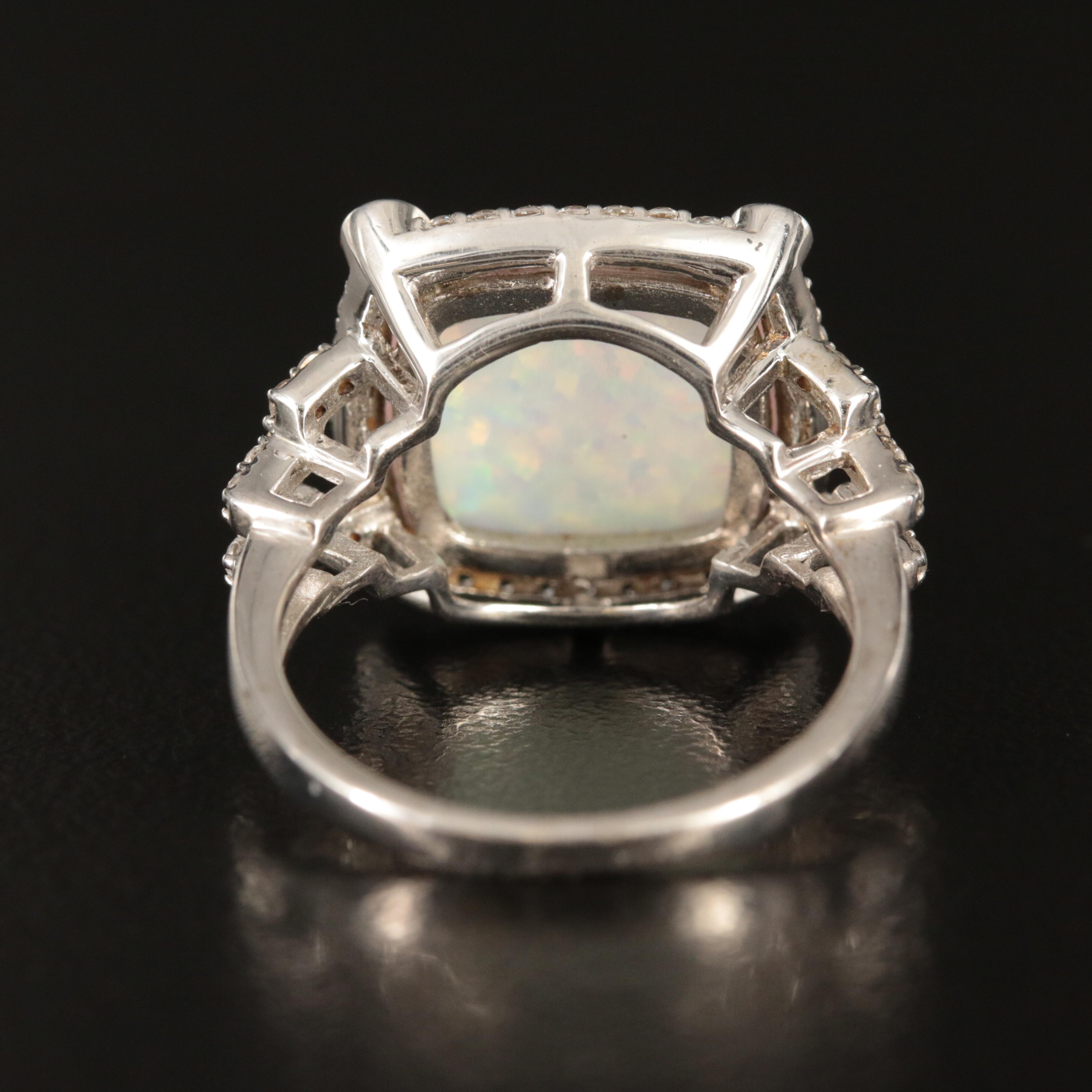 Sterling Opal and Sapphire Ring