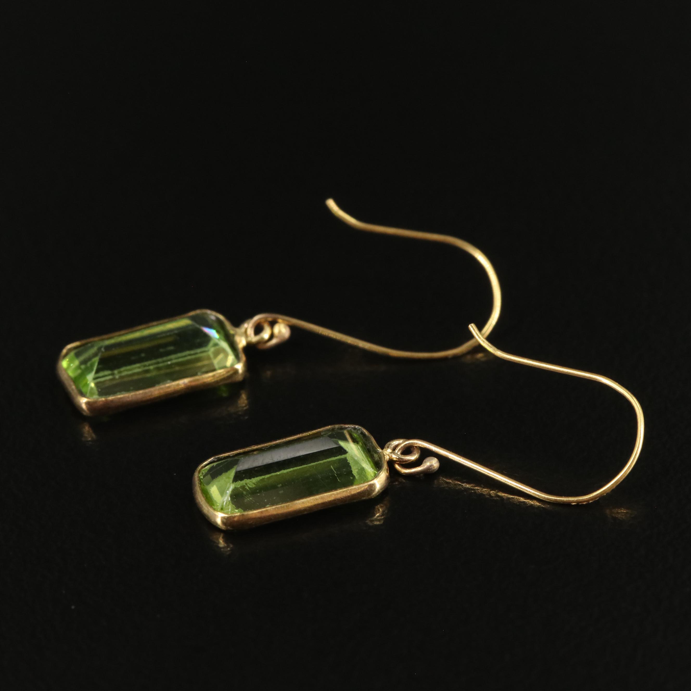 14K Peridot Drop Earrings