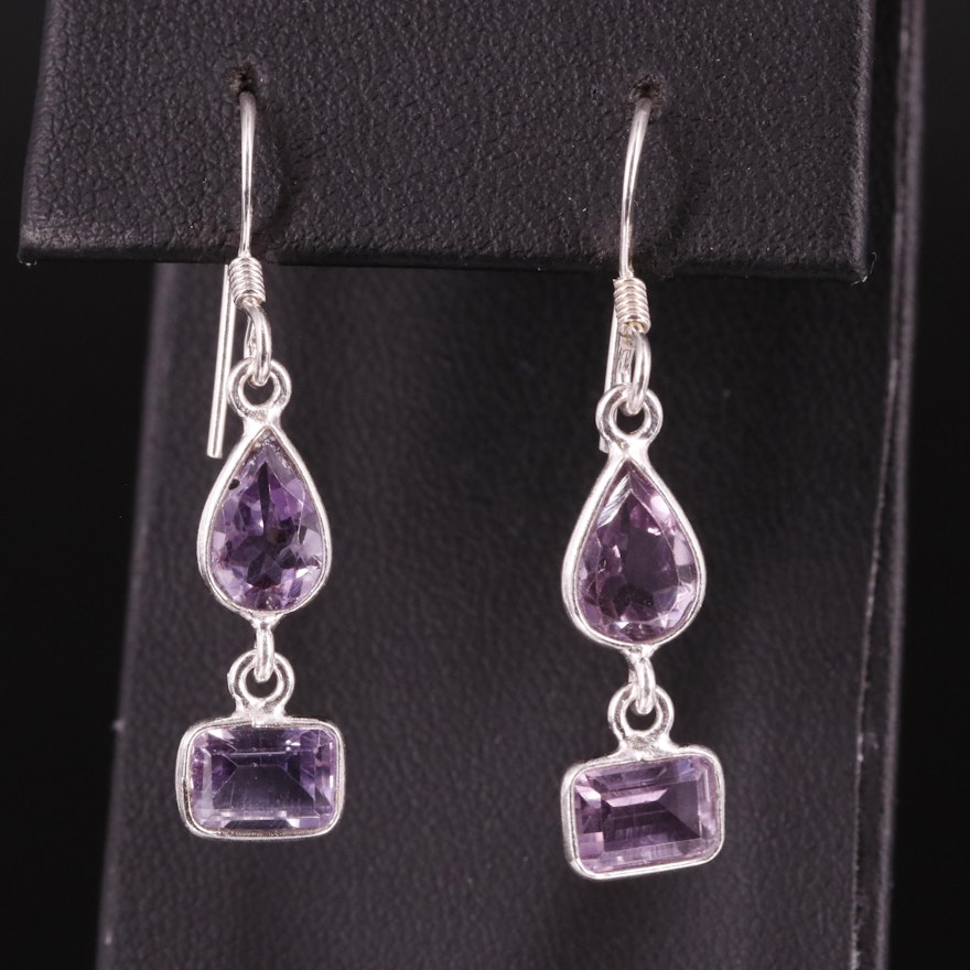 Sterling Amethyst Drop Earrings