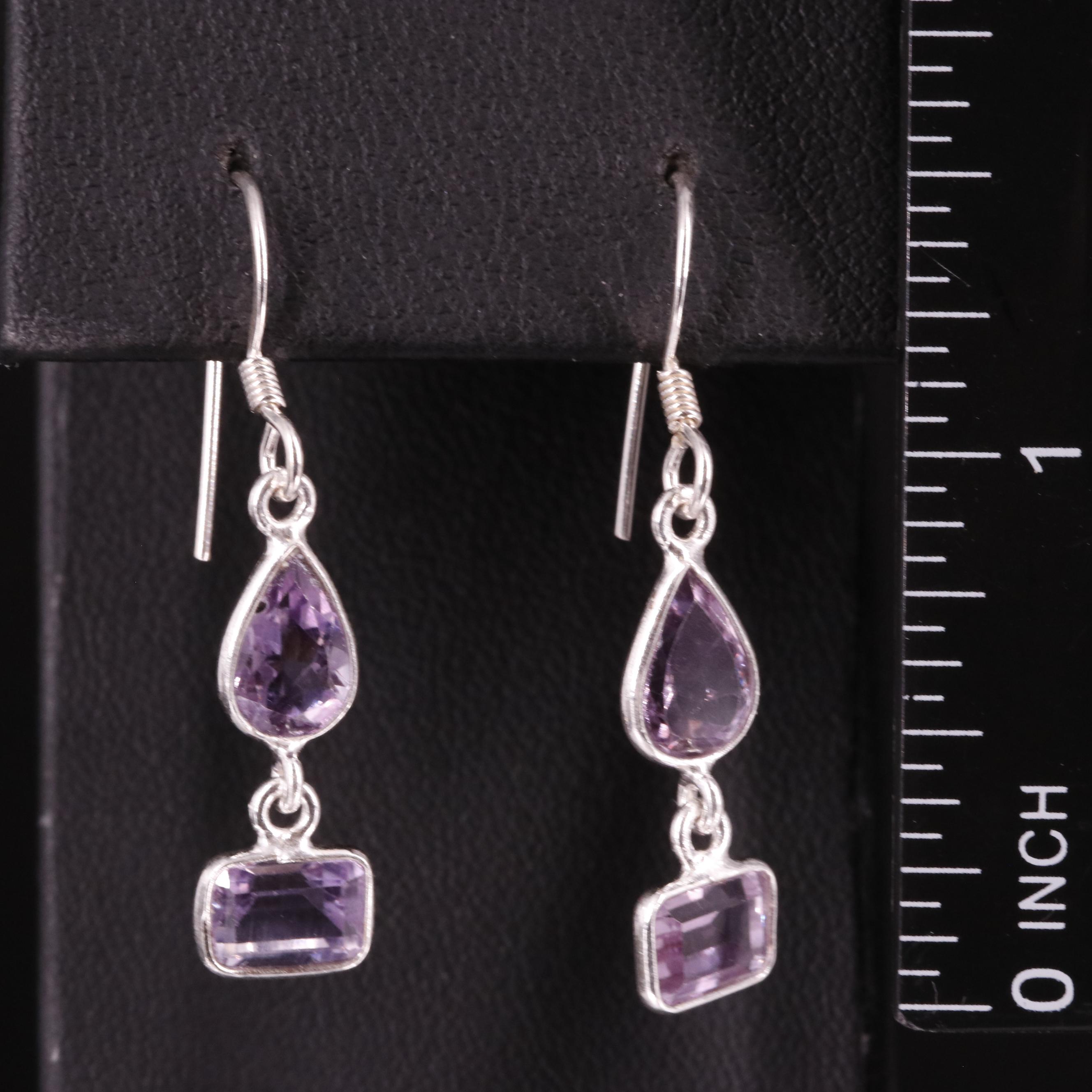 Sterling Amethyst Drop Earrings