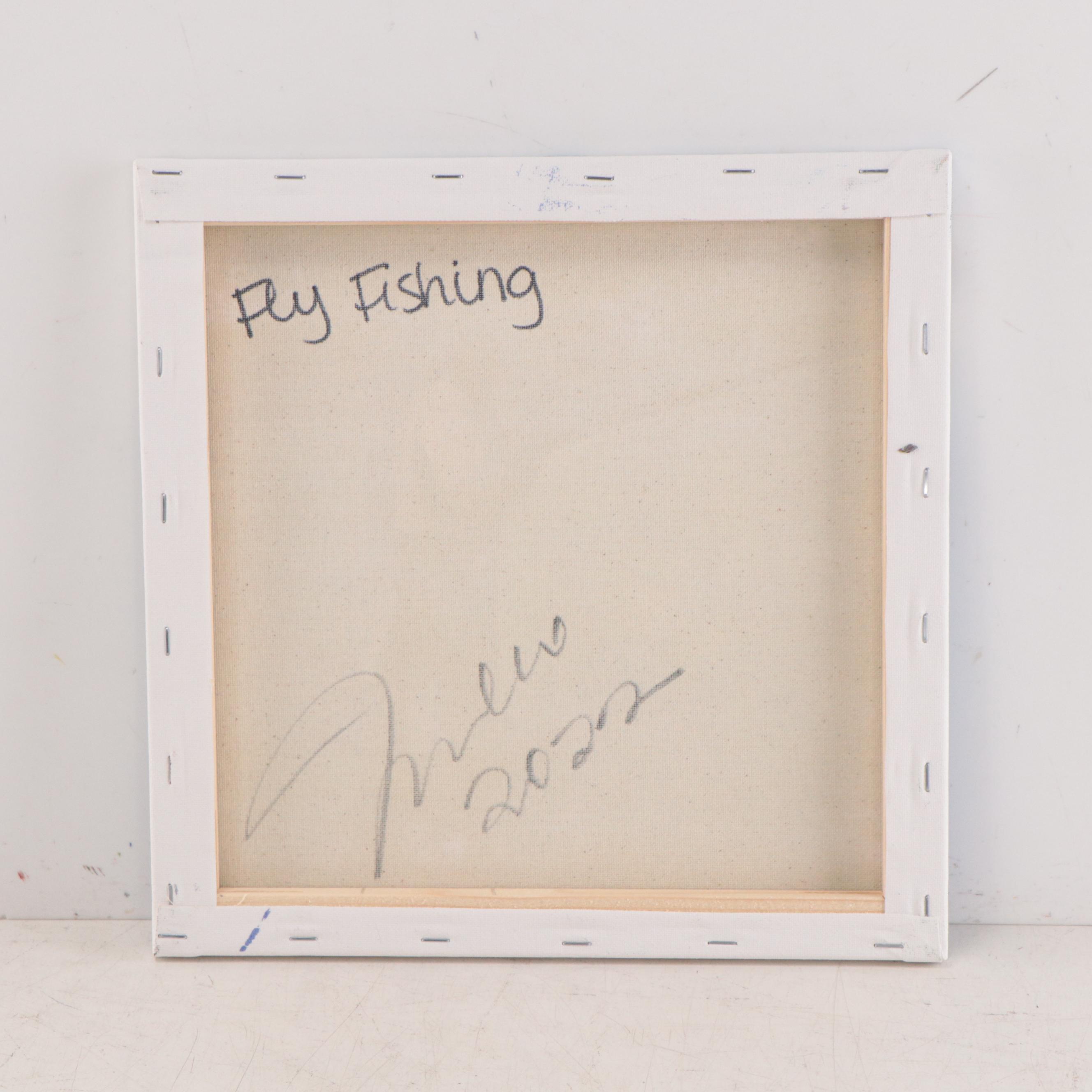 Jose Trujillo Oil Painting "Fly Fishing," 2022