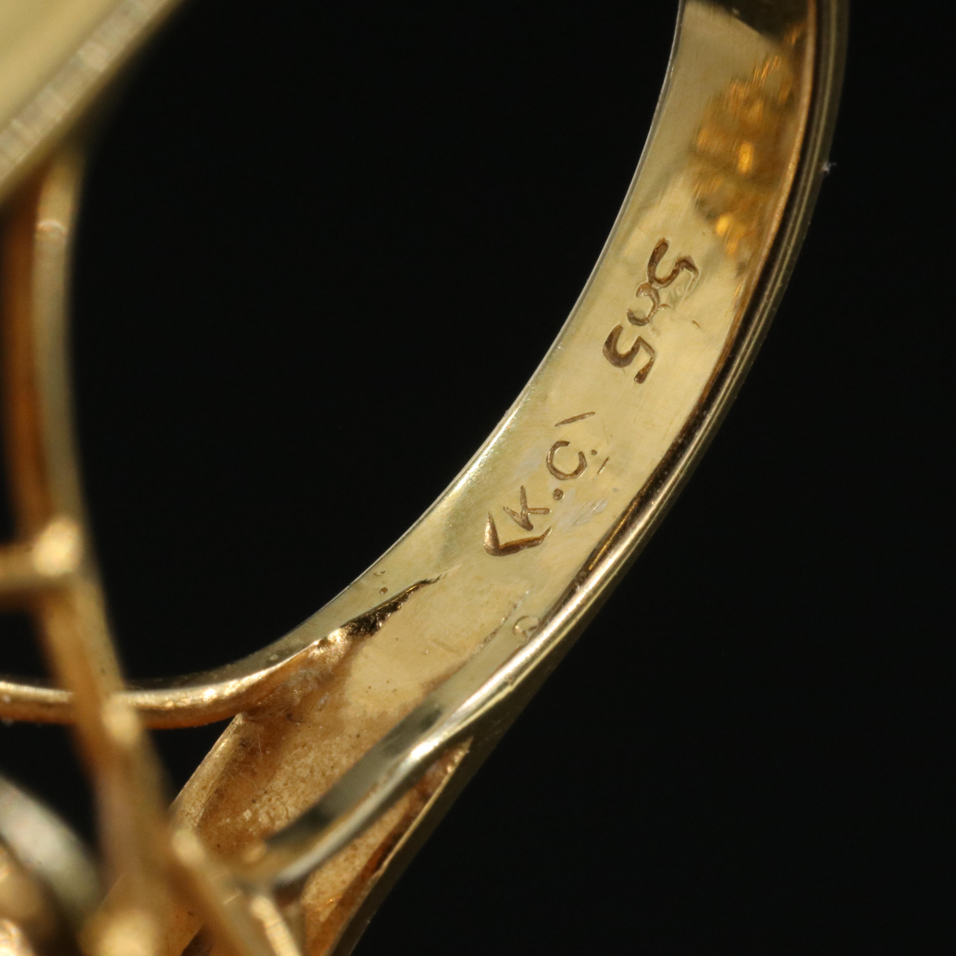 14K 21.00 mm Pearl and Diamond Ring