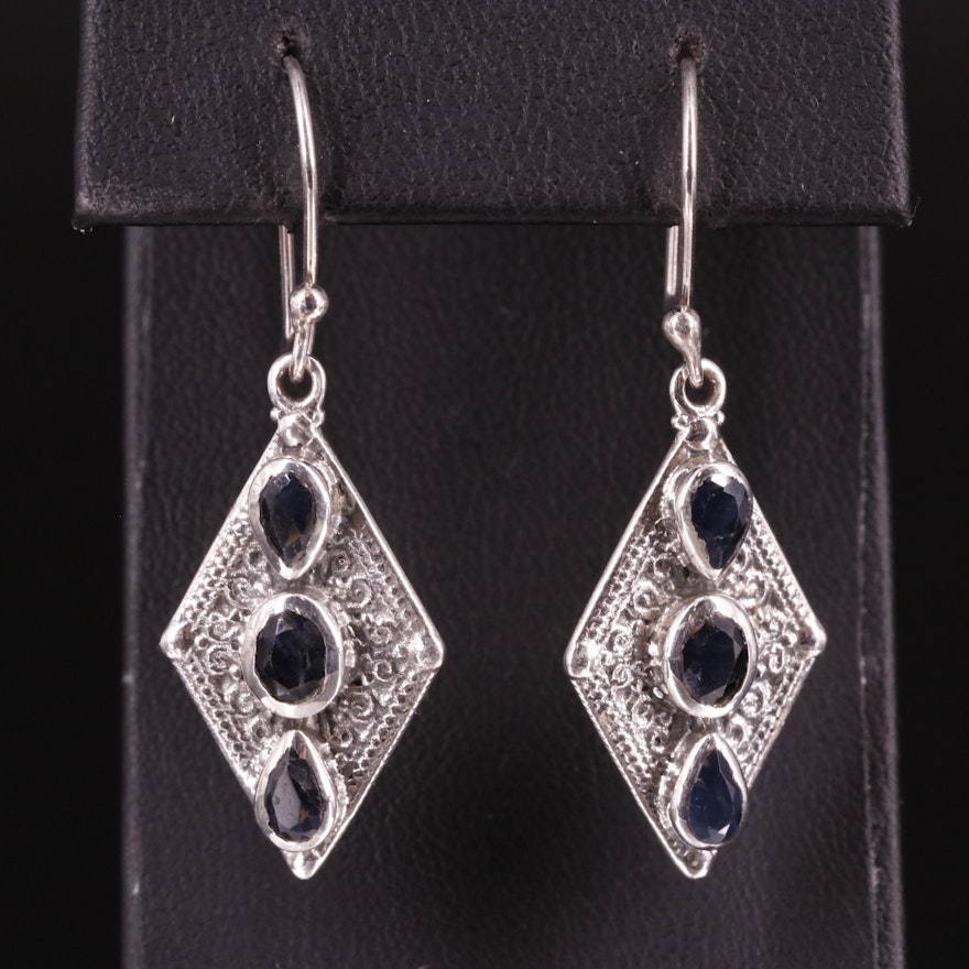 Sterling Sapphire Drop Earrings