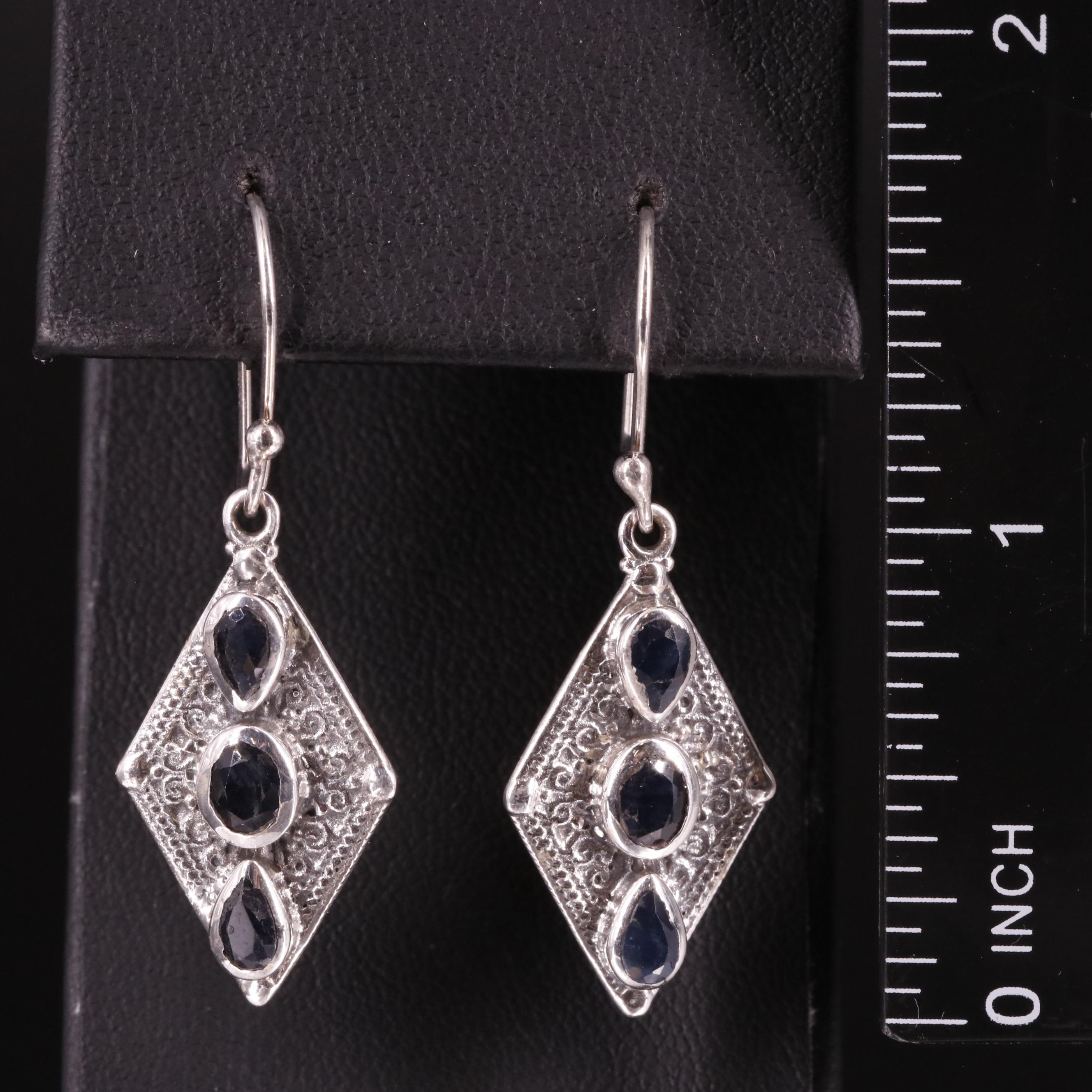 Sterling Sapphire Drop Earrings