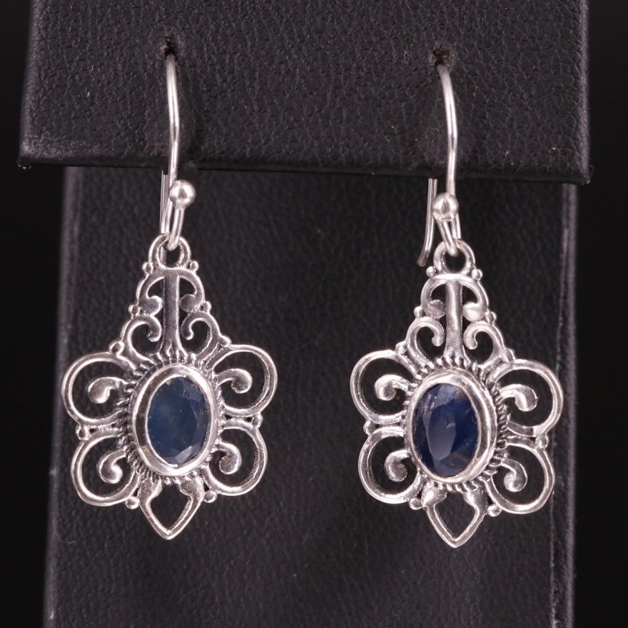 Sterling Sapphire Drop Earrings