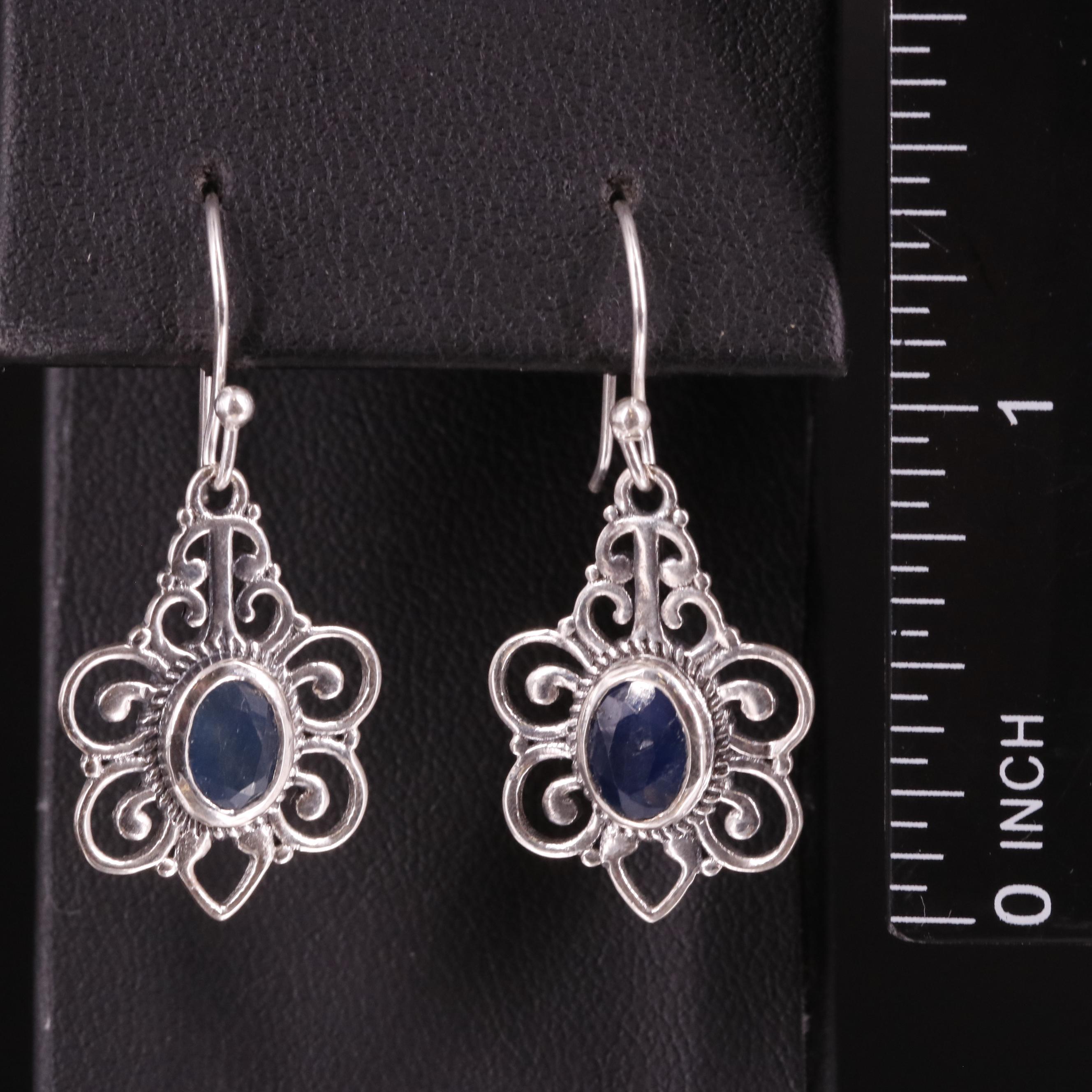 Sterling Sapphire Drop Earrings