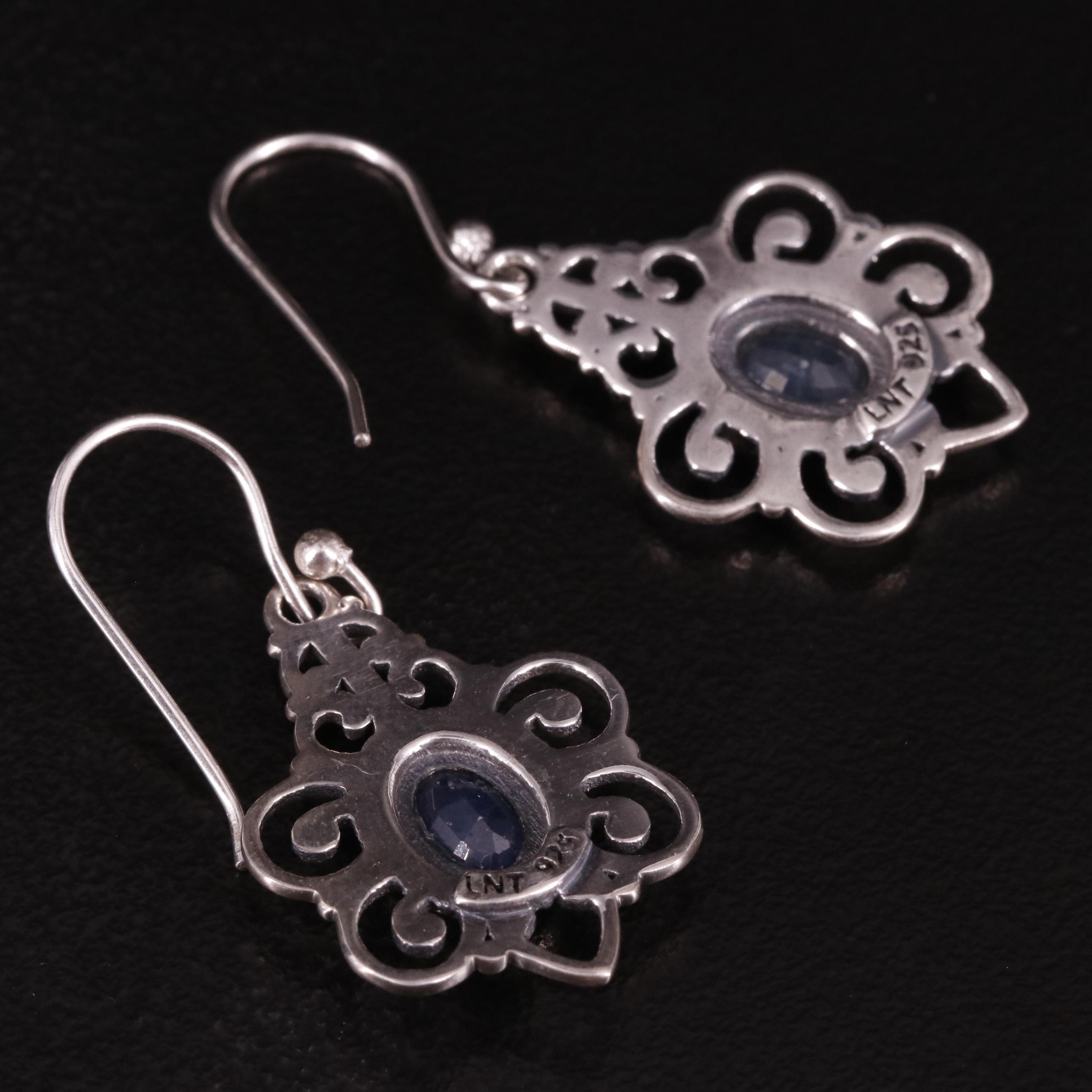 Sterling Sapphire Drop Earrings