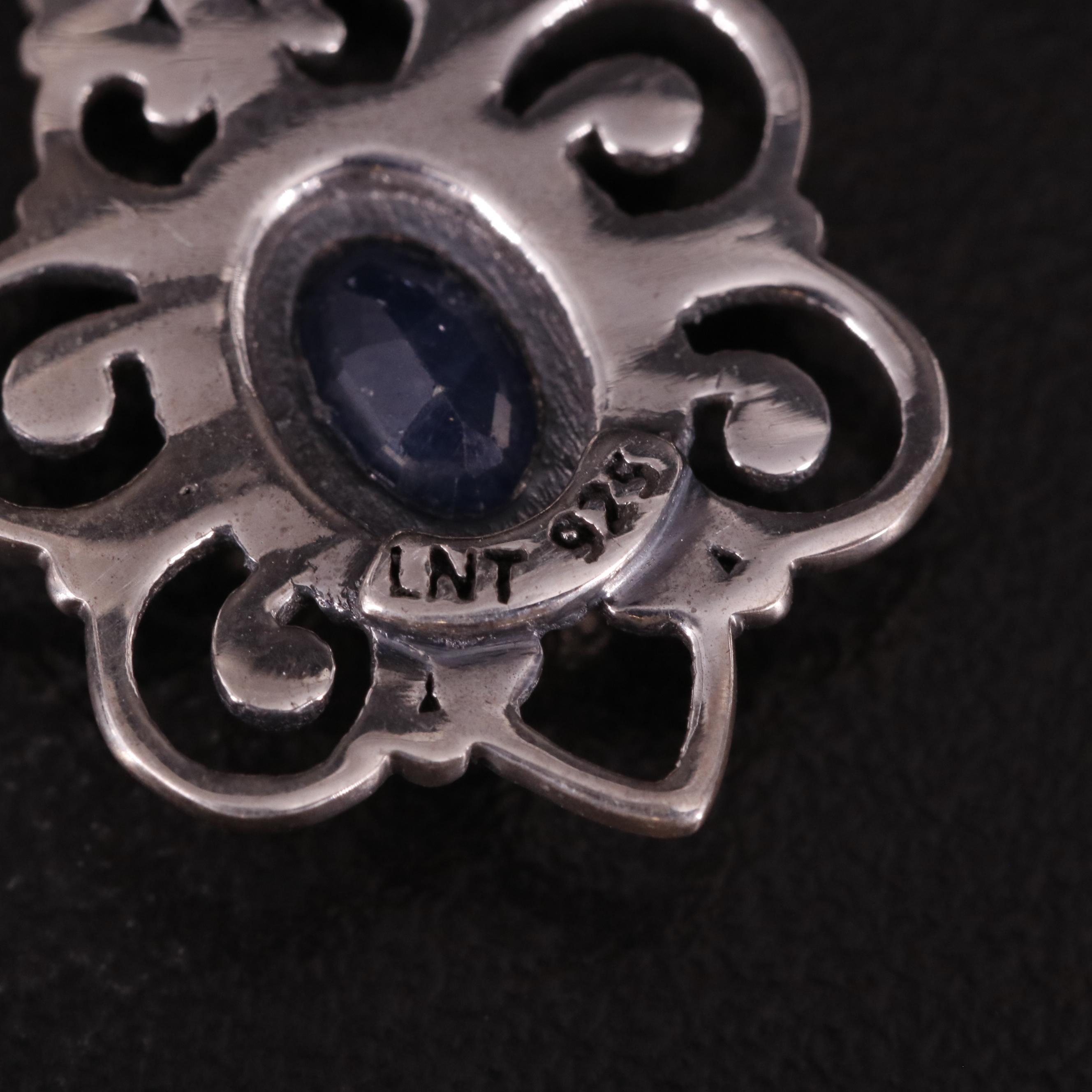 Sterling Sapphire Drop Earrings