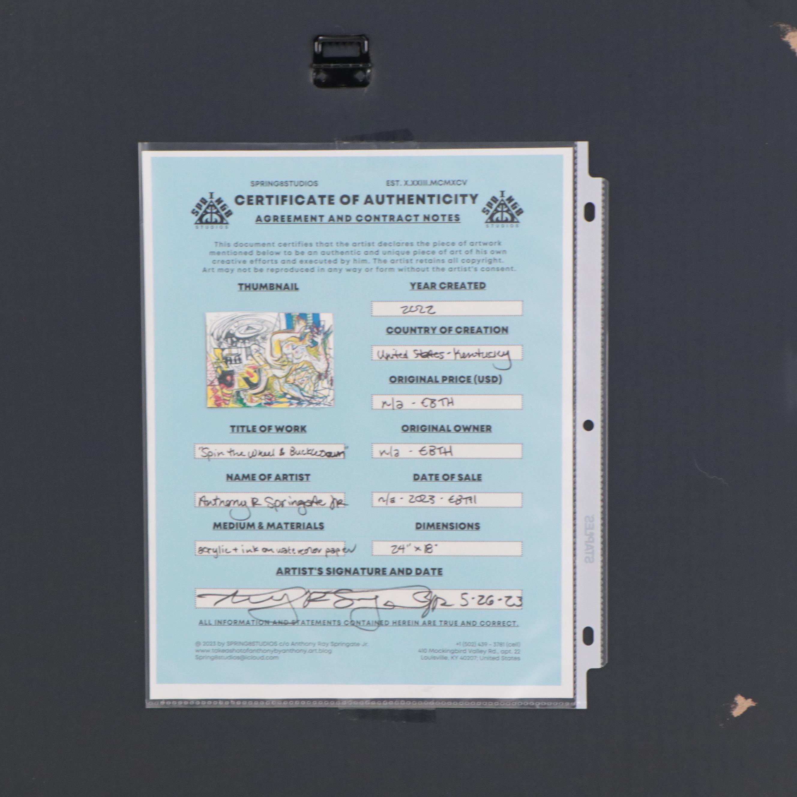 Anthony Ray Springate Jr. Drawing "Spin the Wheel & Buckle Down," 2022