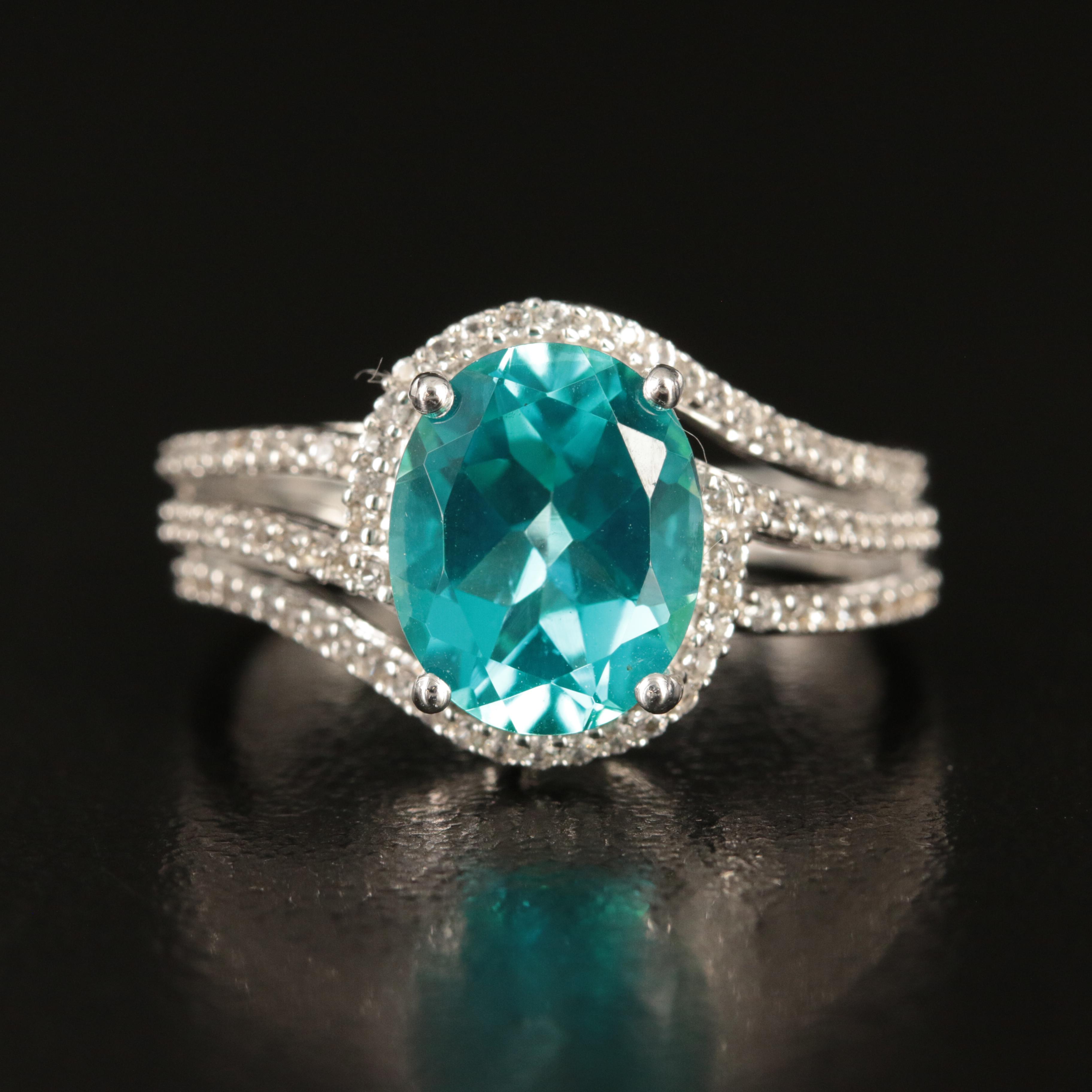 Sterling Topaz and Sapphire Ring