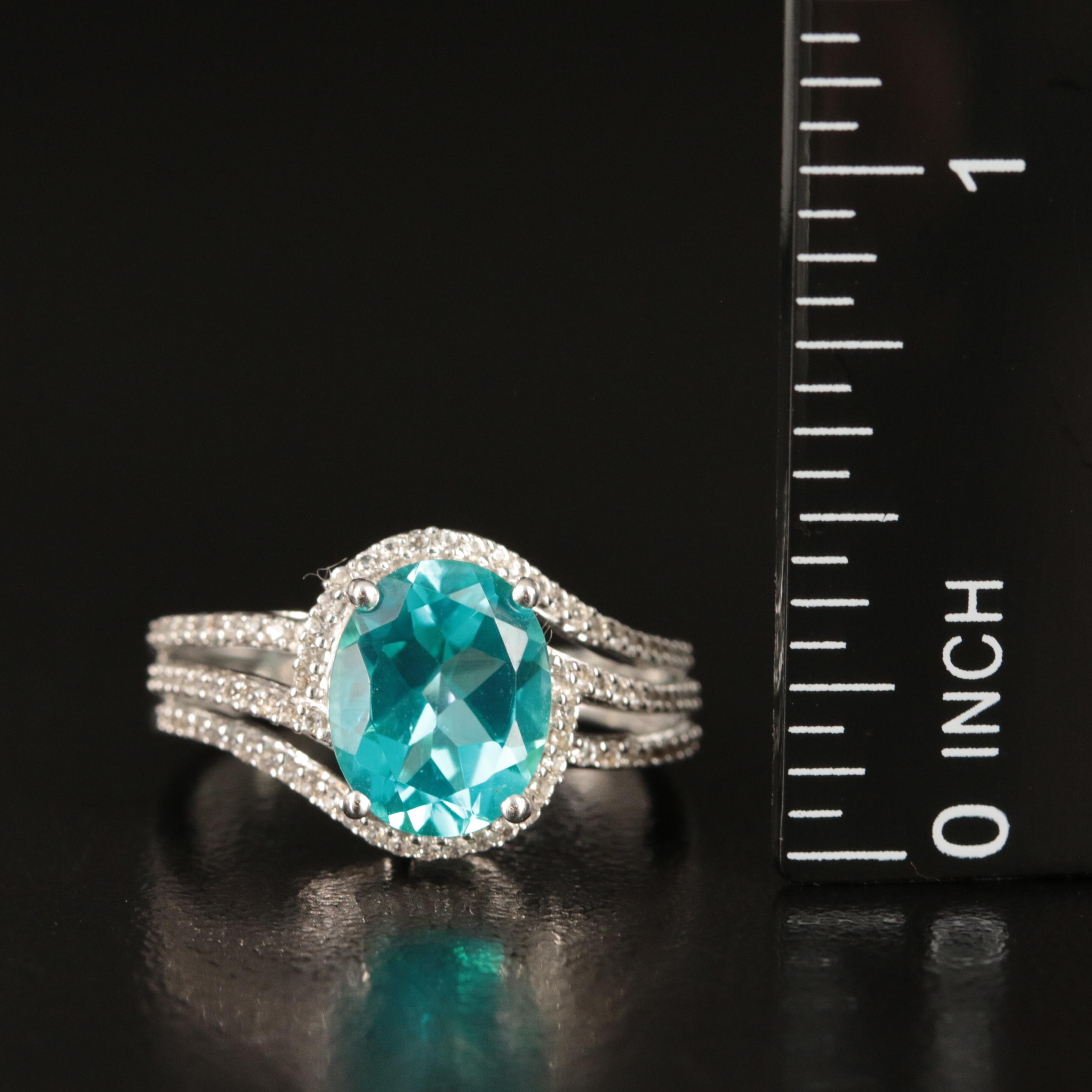 Sterling Topaz and Sapphire Ring