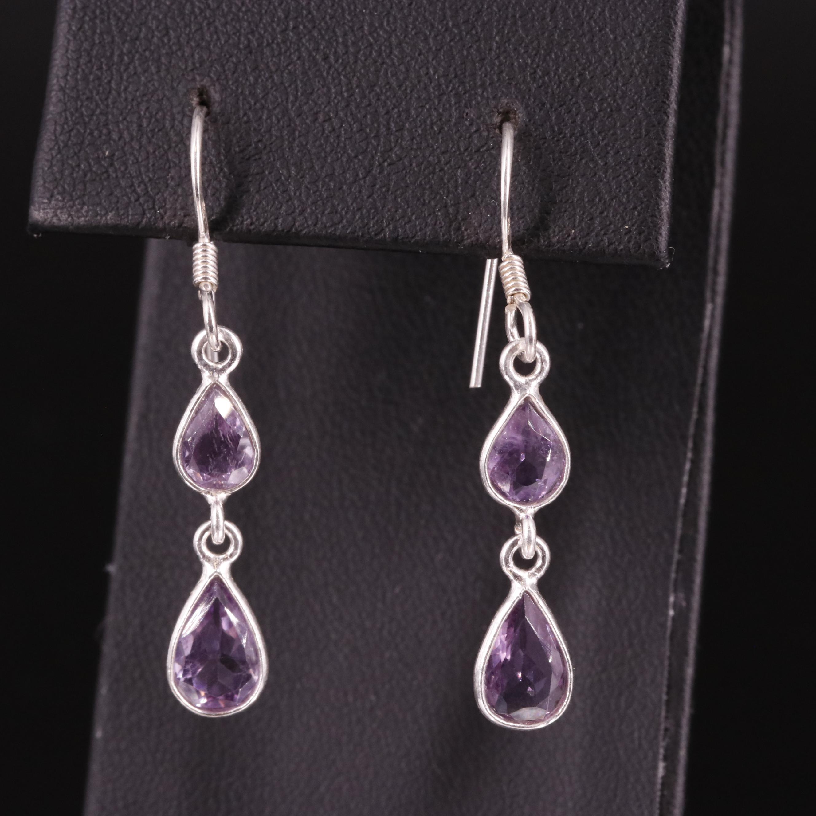 Sterling Amethyst Drop Earrings