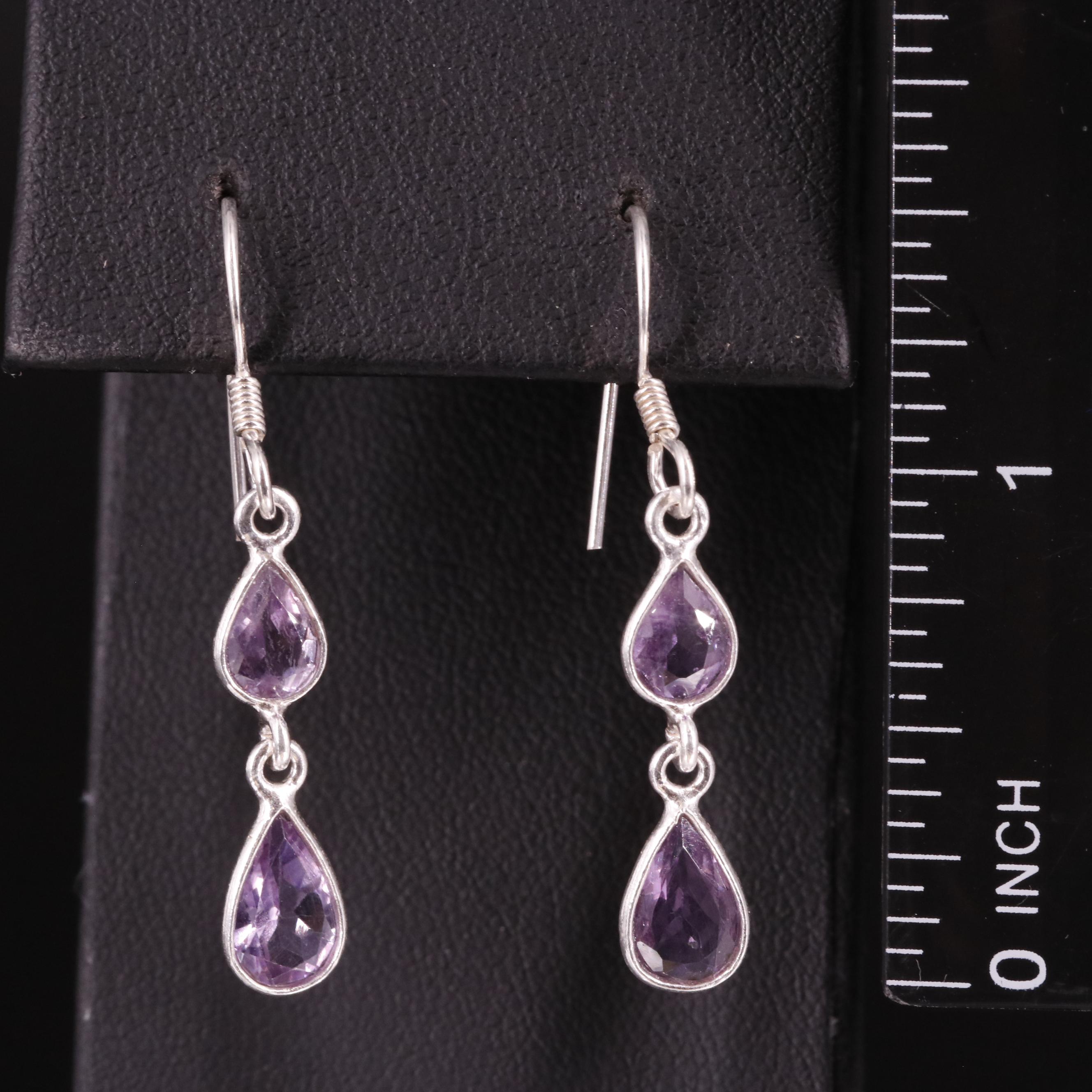 Sterling Amethyst Drop Earrings