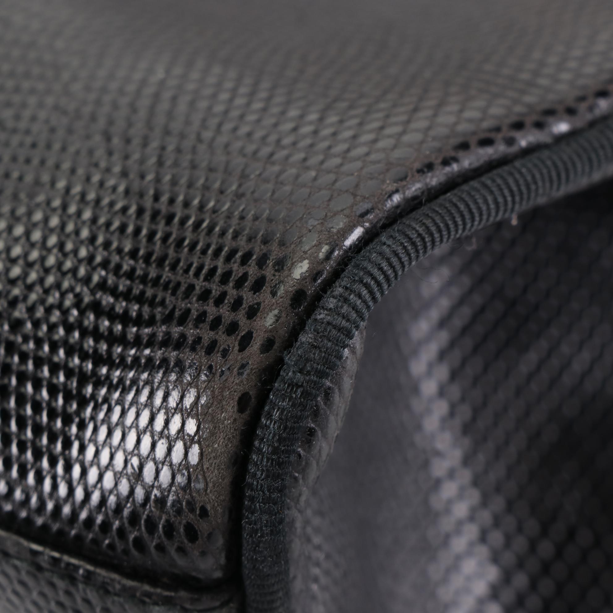 Salvatore Ferragamo Vara Bow Shopper Tote Bag in Lizard Embossed Black Leather