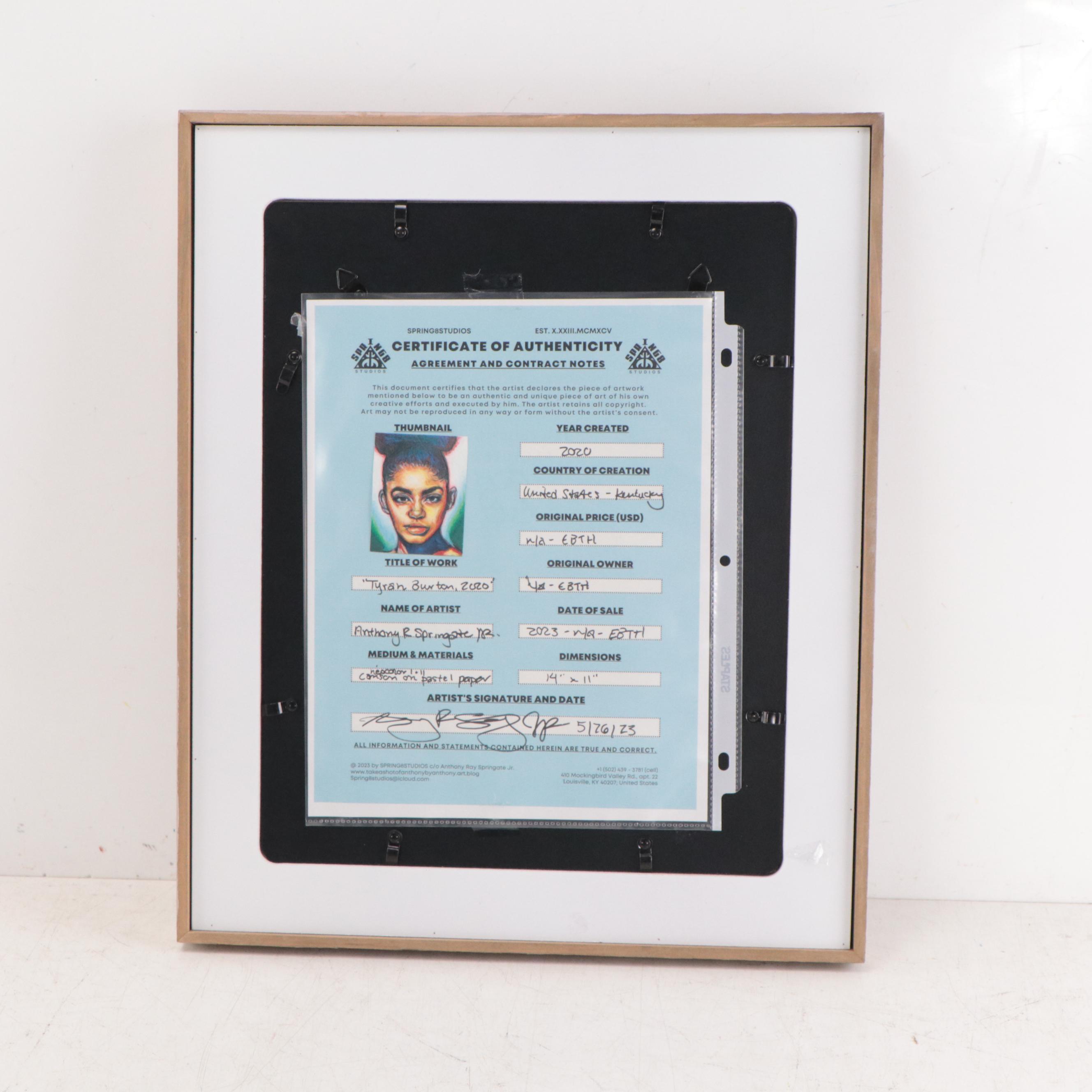 Anthony Ray Springate Jr. Drawing "Tyran Burton, 2020," 2020