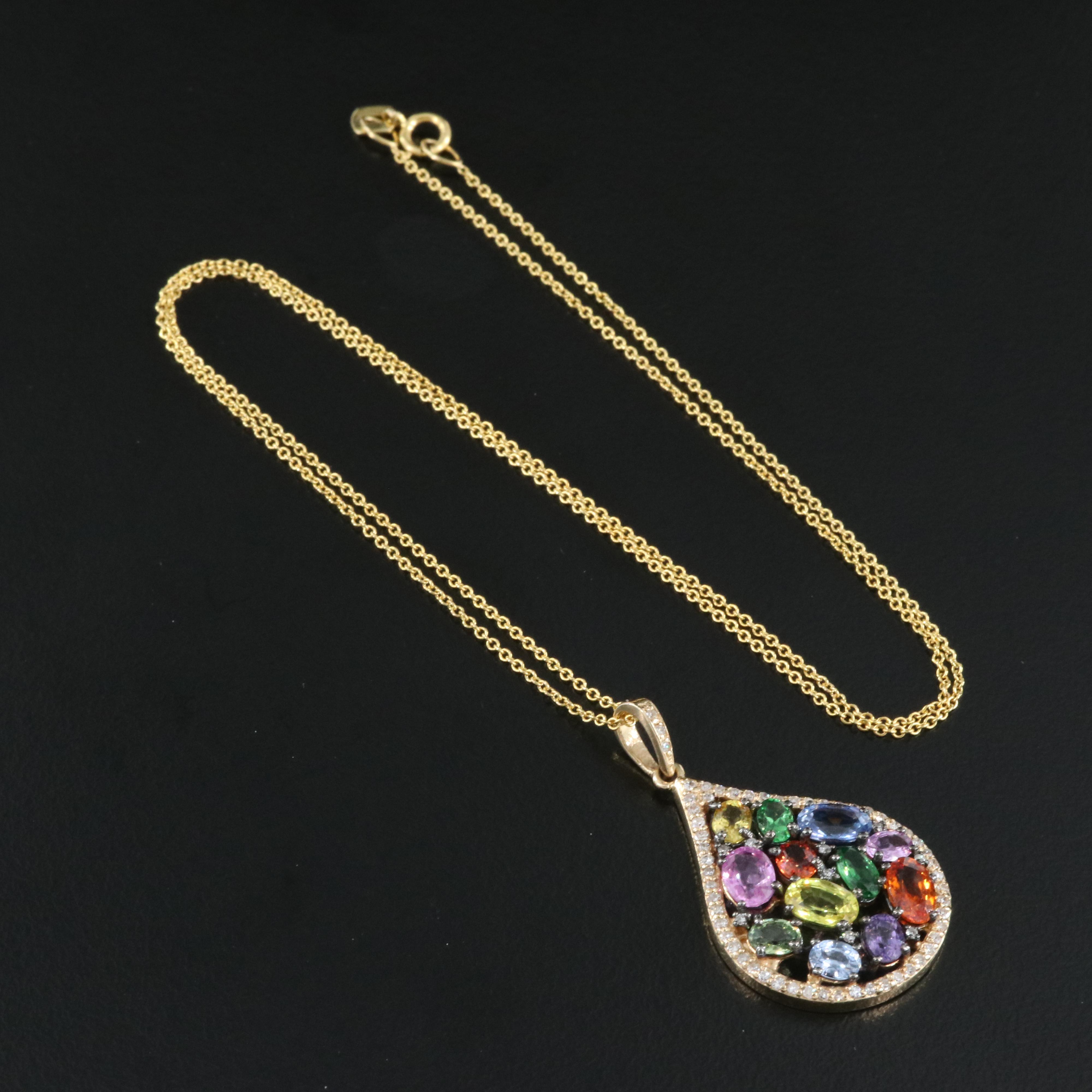 EFFY 14K Sapphire, Tsavorite and Diamond Pendant Necklace