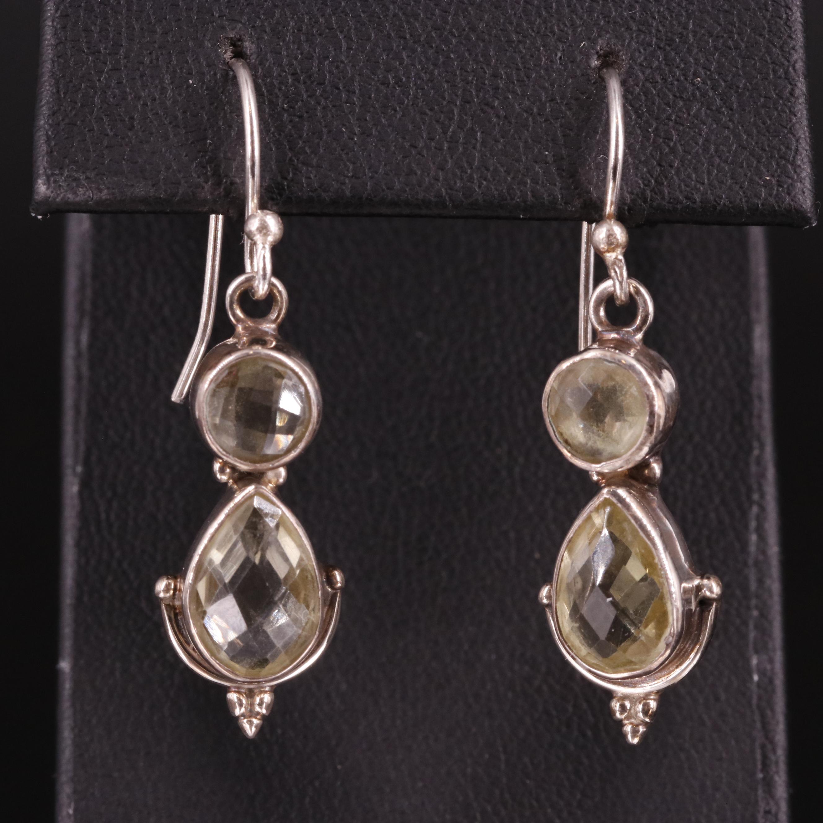 Sterling Citrine Drop Earrings