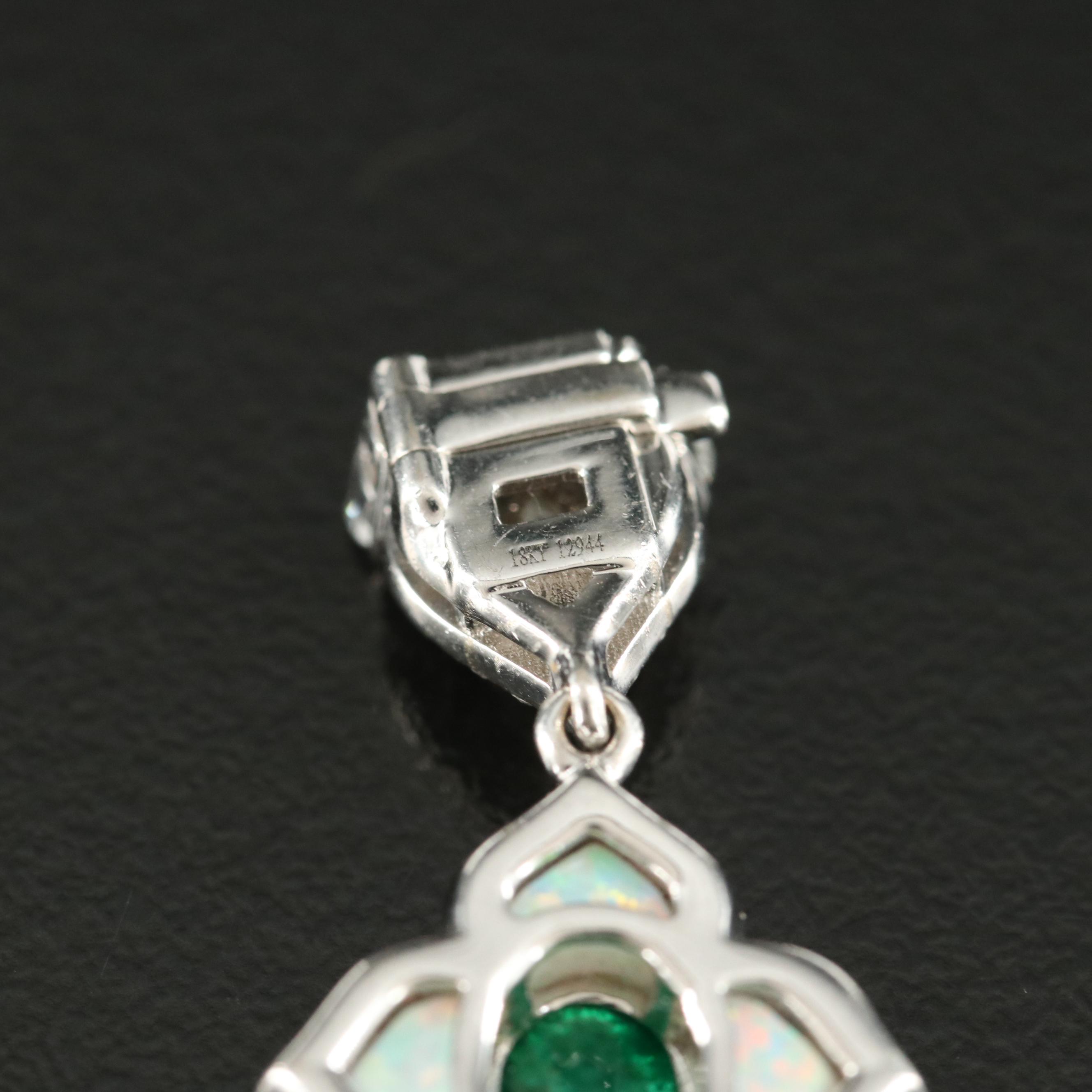 Vintage 18K Emerald, 3.12 CTW Diamond and Opal Quatrefoil Station Bracelet