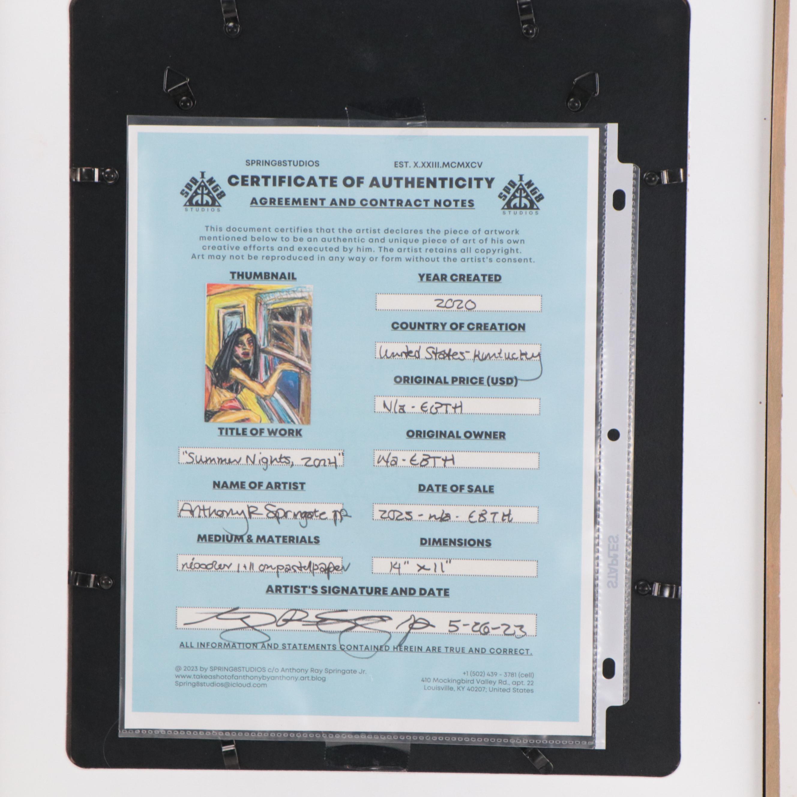 Anthony Ray Springate Jr. Drawing "Summer Nights, 2014," 2020