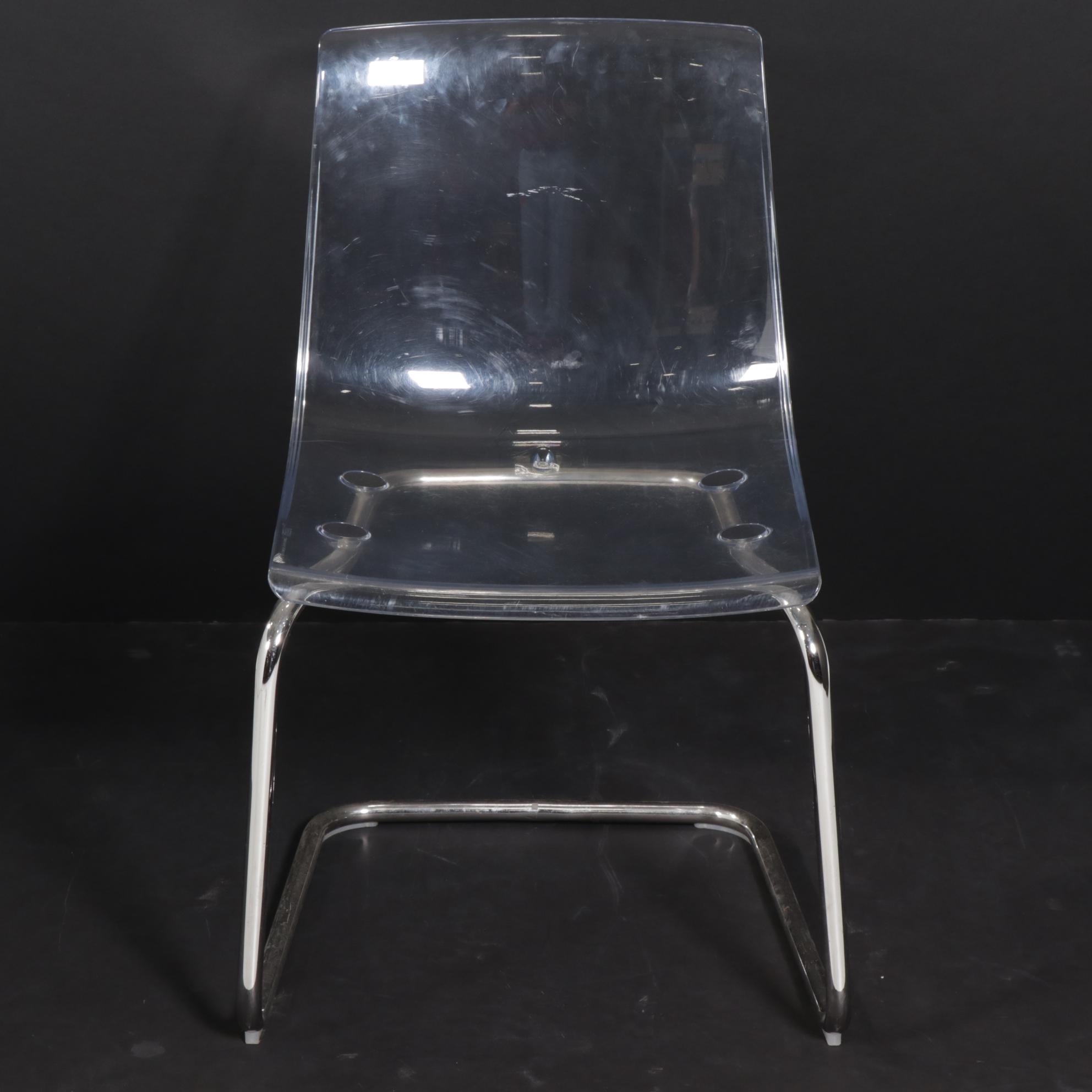 Carl Öjerstam for IKEA "Tobias" Chromed Steel and Plastic Shell Cantilever Chair