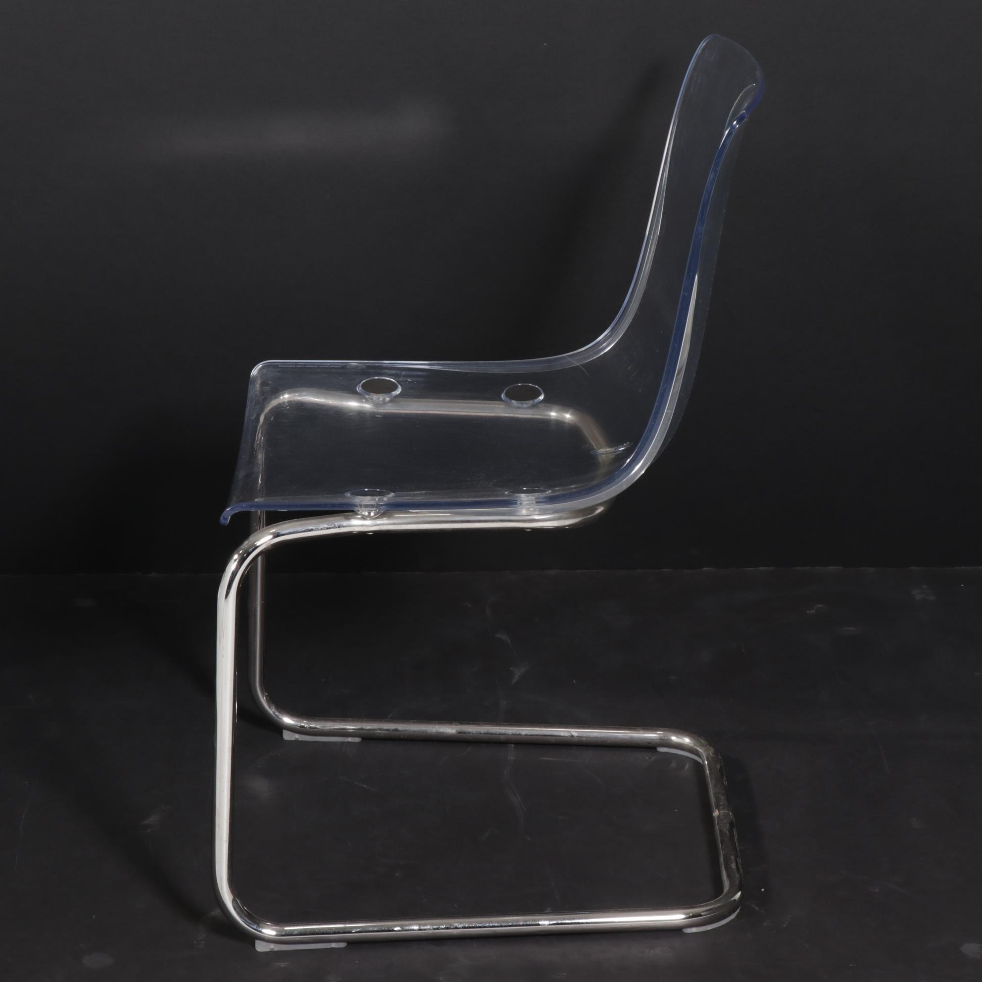 Carl Öjerstam for IKEA "Tobias" Chromed Steel and Plastic Shell Cantilever Chair