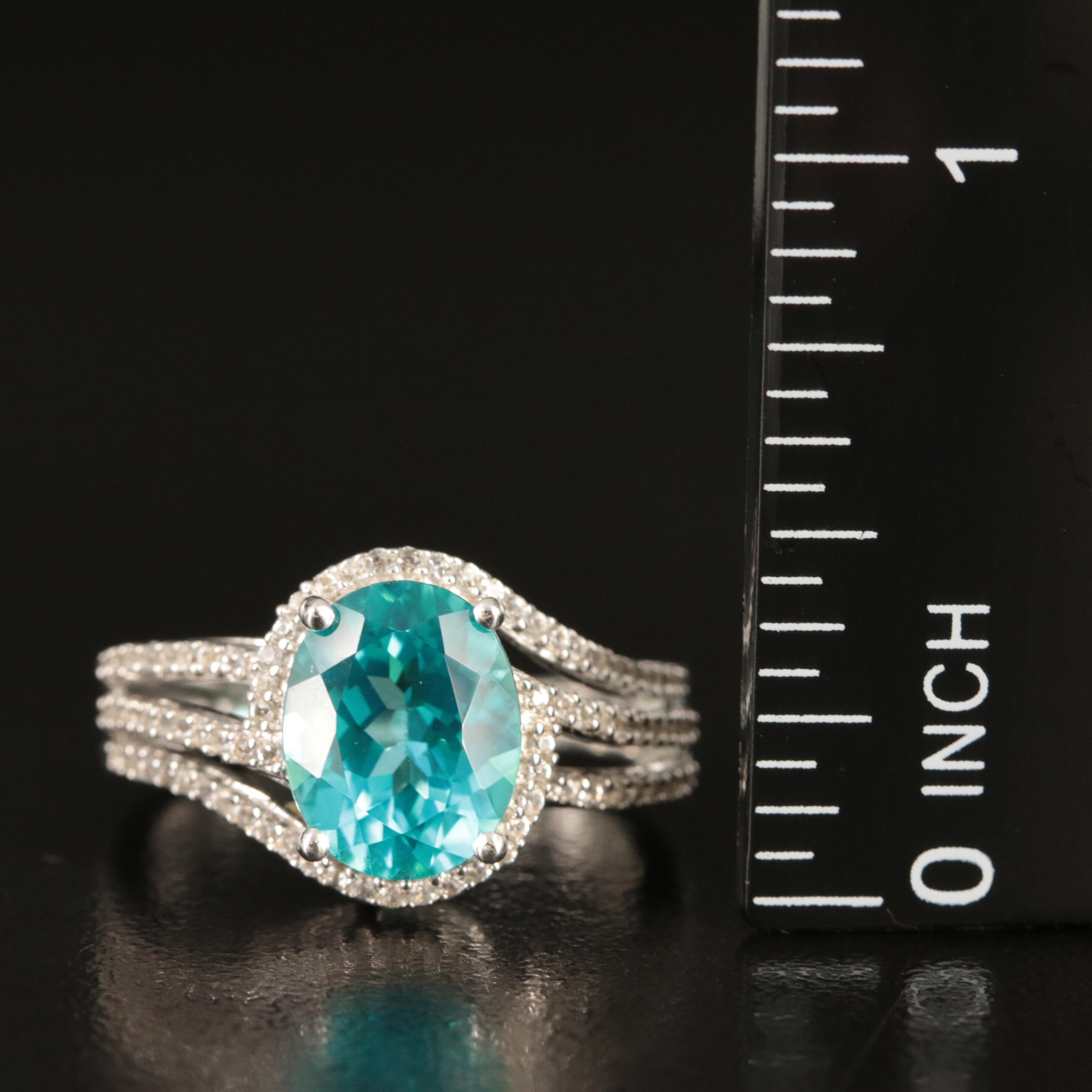 Sterling Topaz and Sapphire Ring