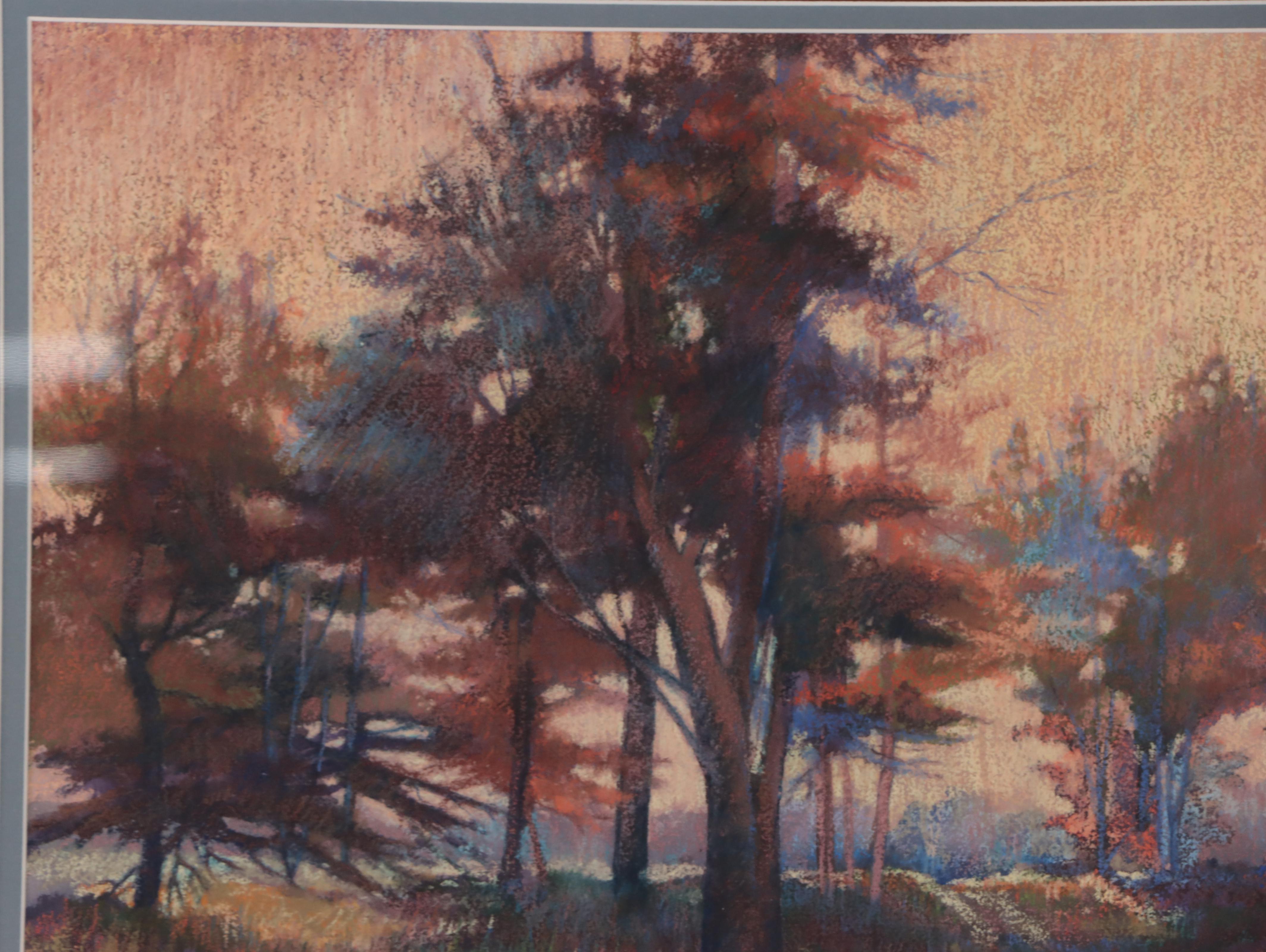 Marianna McDonald Forest Landscape Pastel Drawing, 1985
