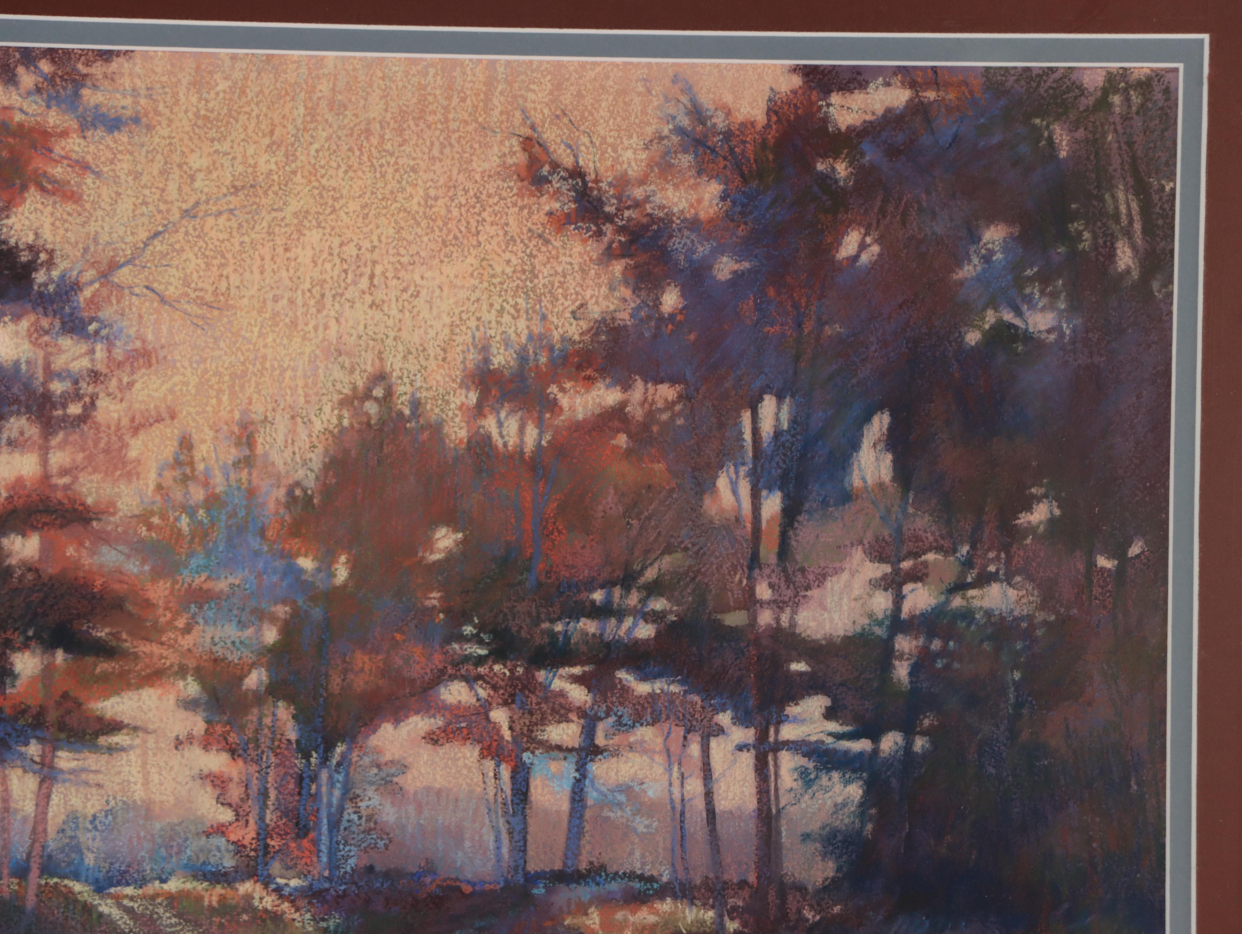 Marianna McDonald Forest Landscape Pastel Drawing, 1985