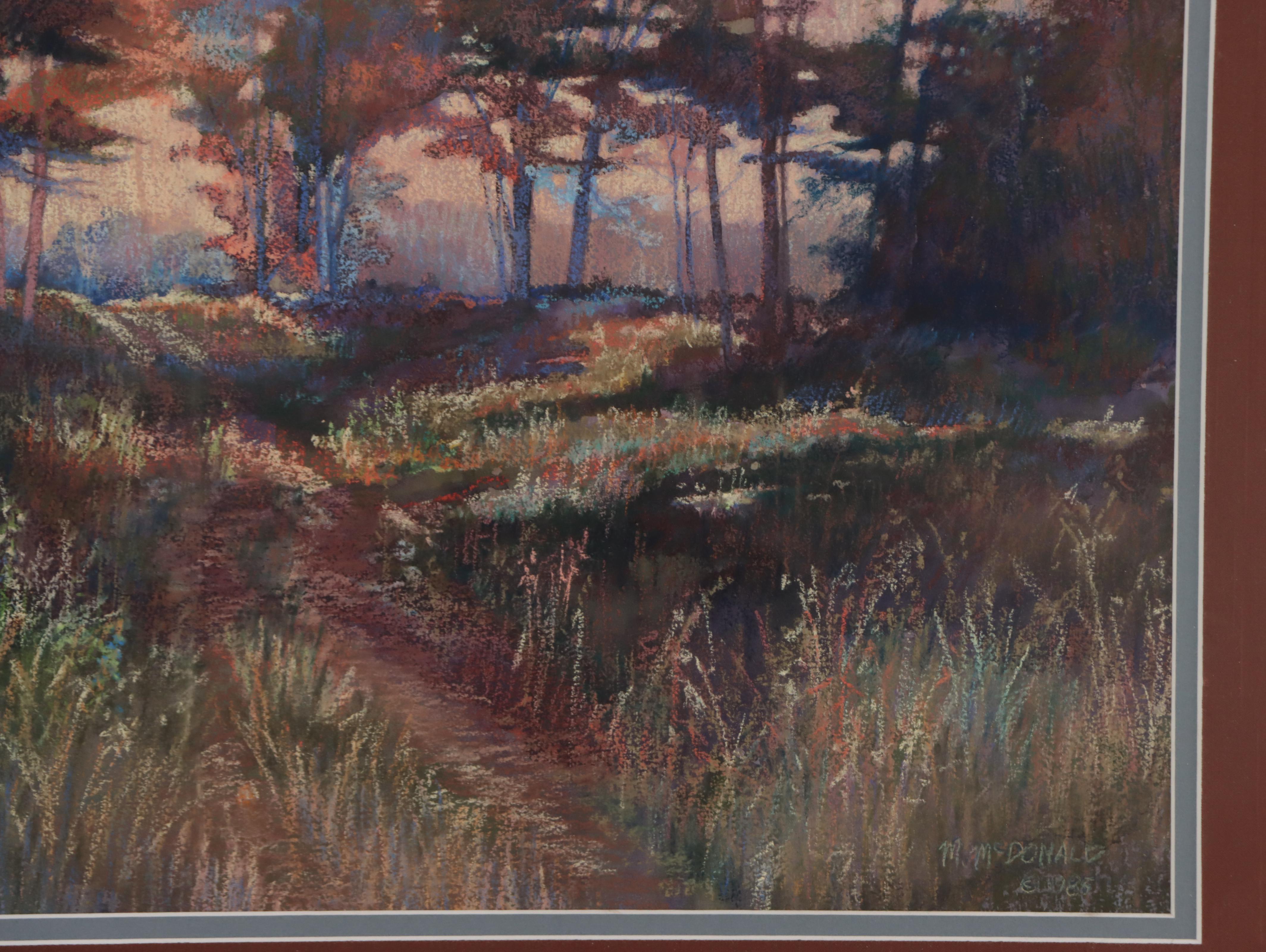 Marianna McDonald Forest Landscape Pastel Drawing, 1985