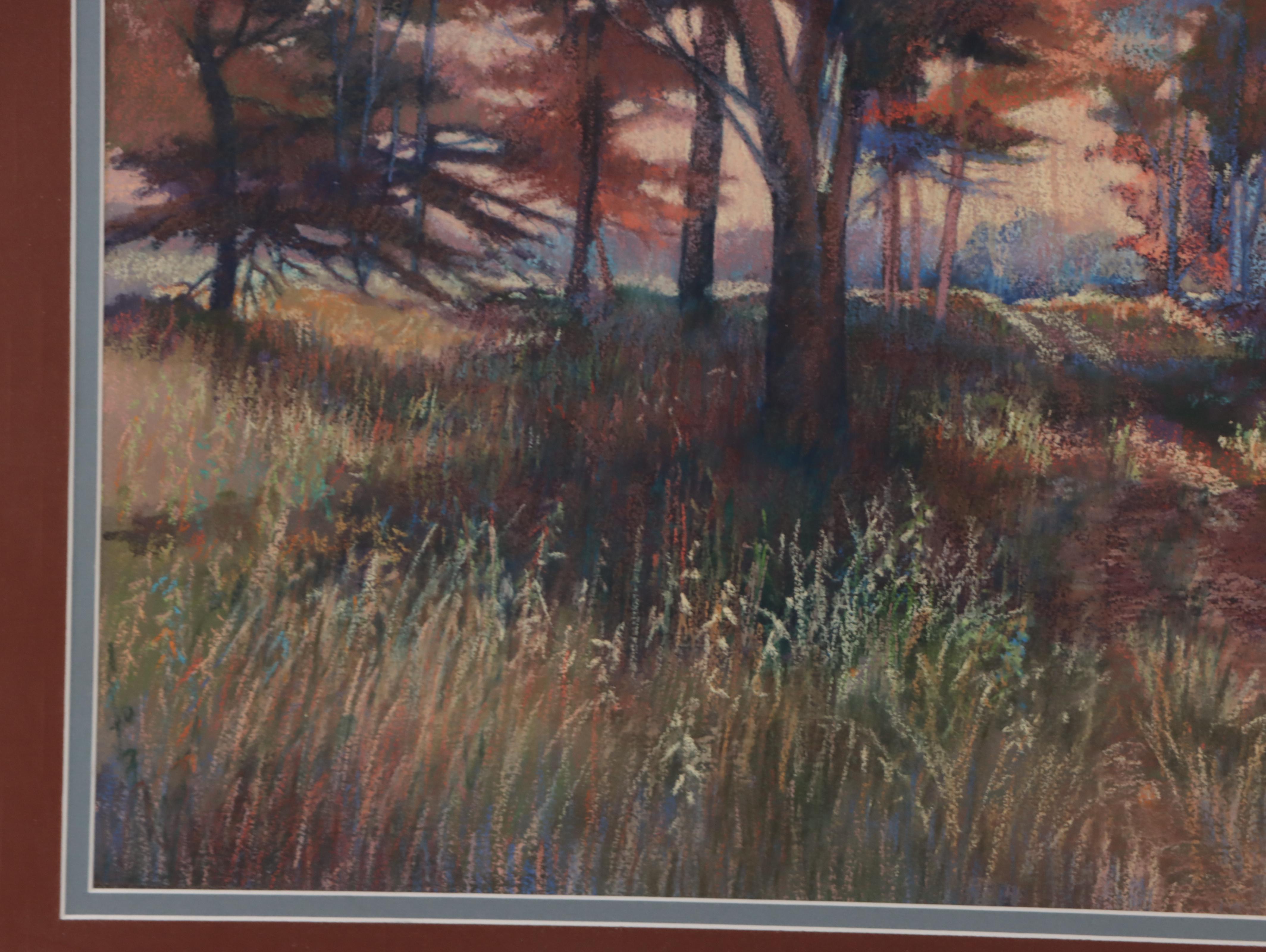 Marianna McDonald Forest Landscape Pastel Drawing, 1985