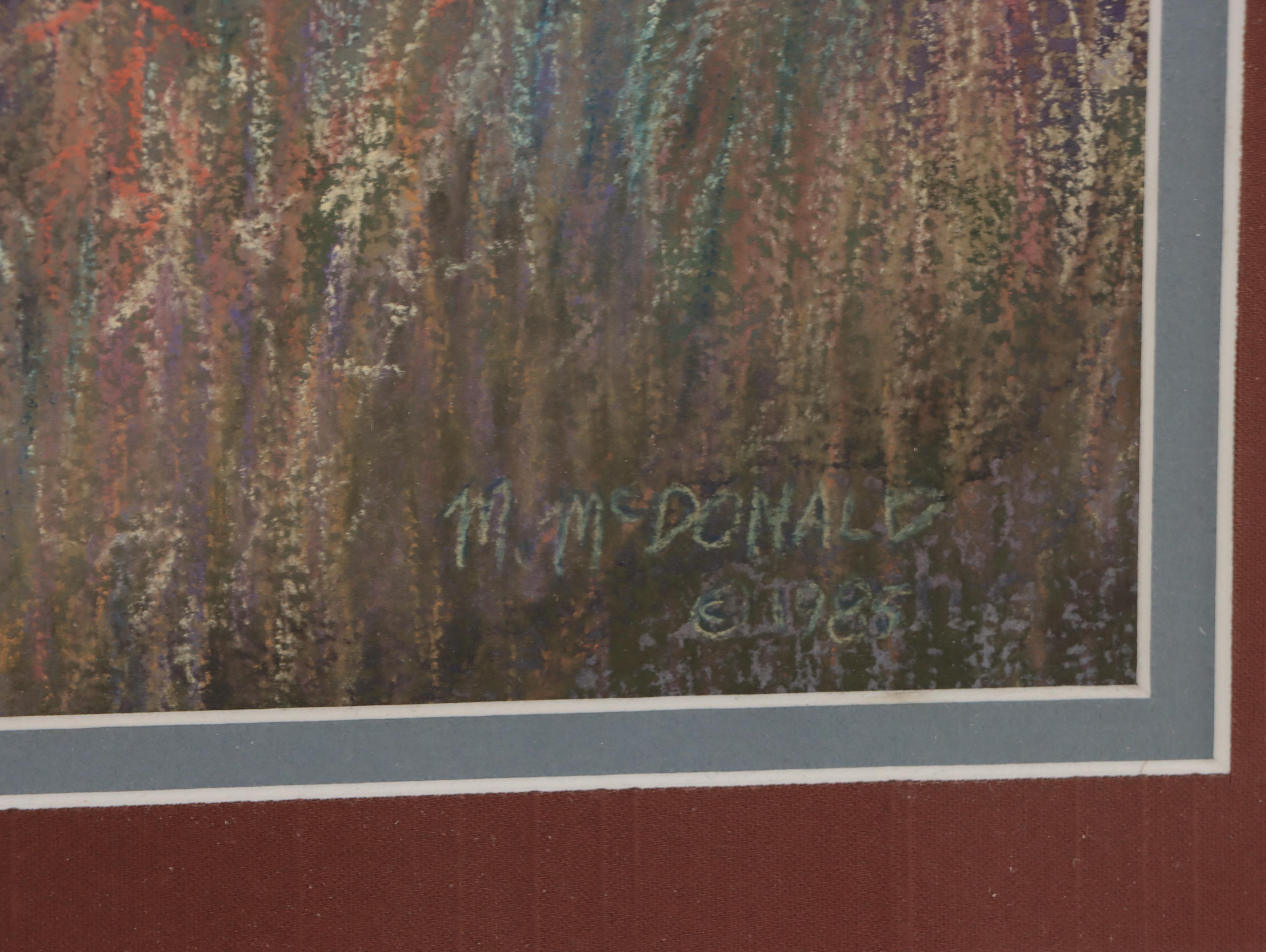 Marianna McDonald Forest Landscape Pastel Drawing, 1985