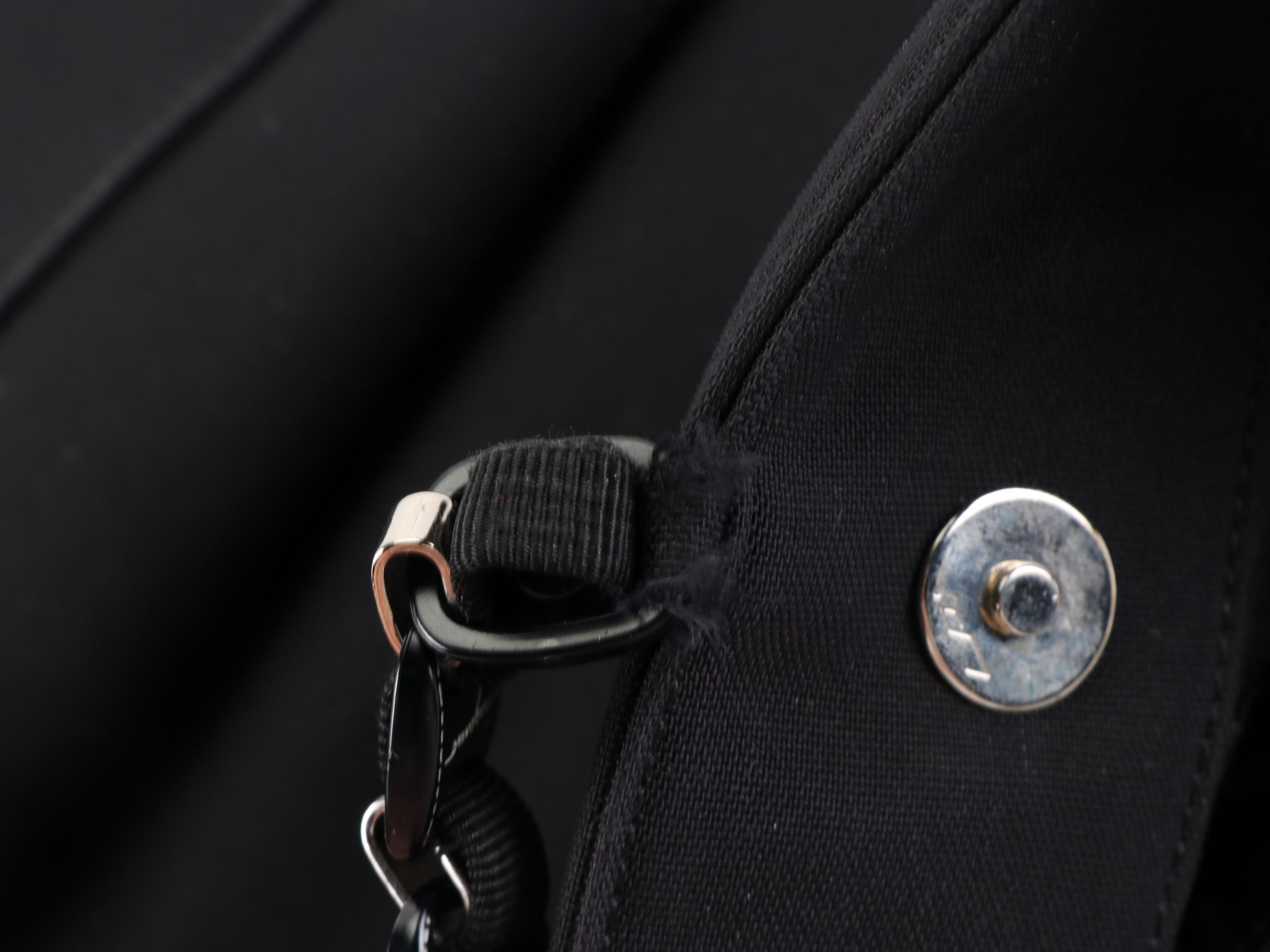 Salvatore Ferragamo Black Canvas Tote Bag with Vara Chain Straps