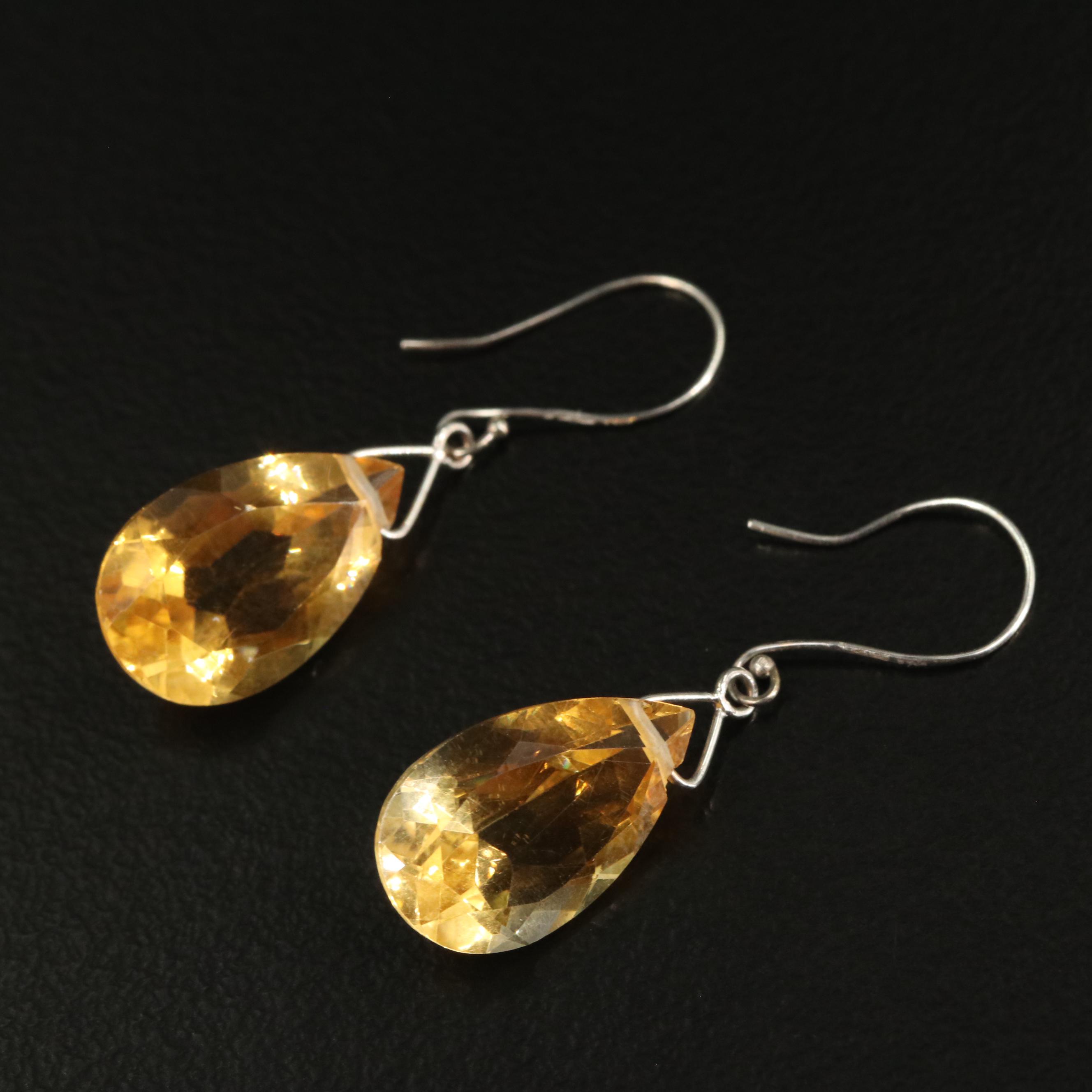 14K Citrine Drop Earrings