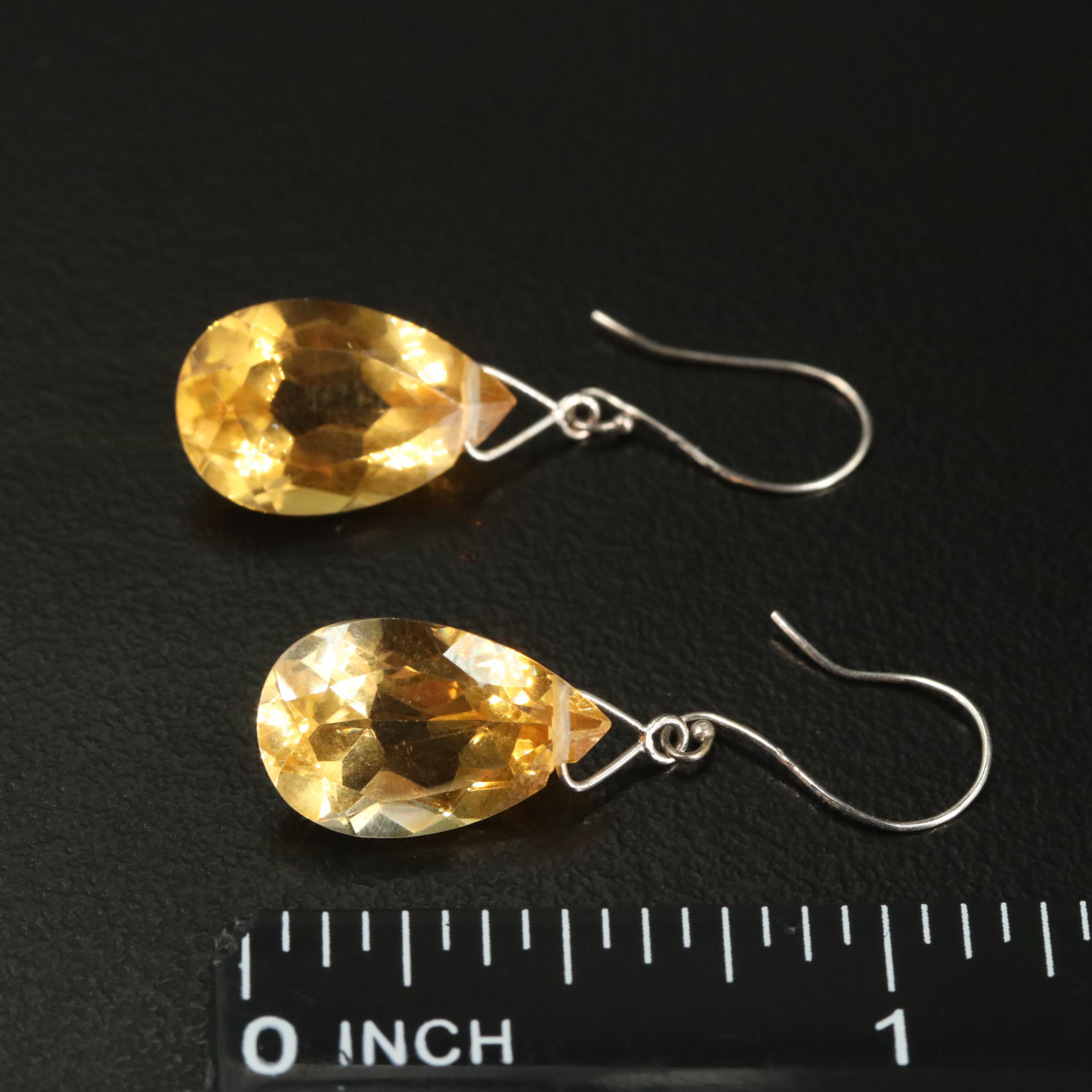 14K Citrine Drop Earrings