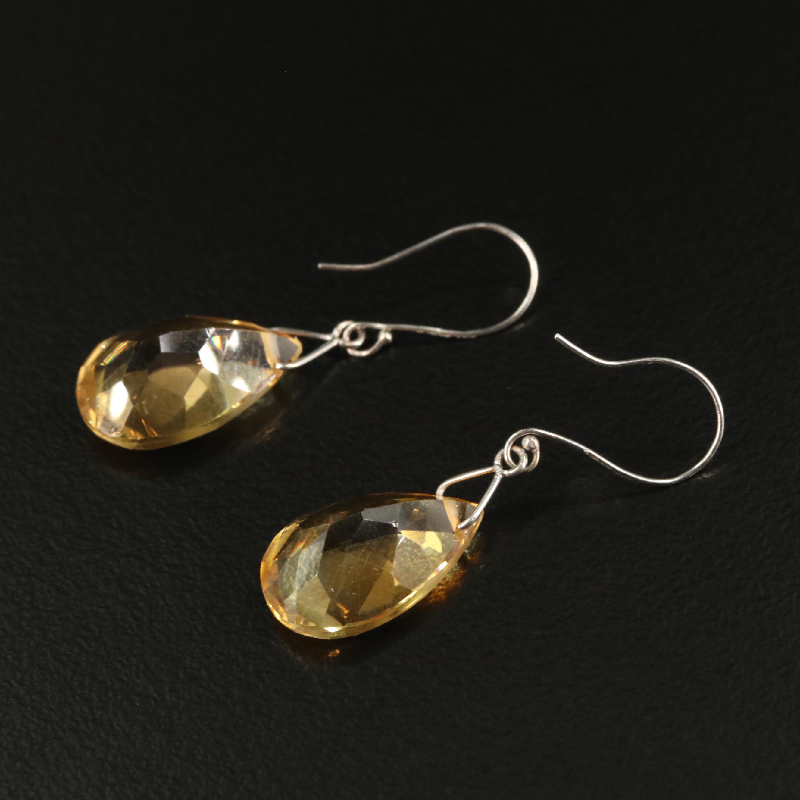14K Citrine Drop Earrings