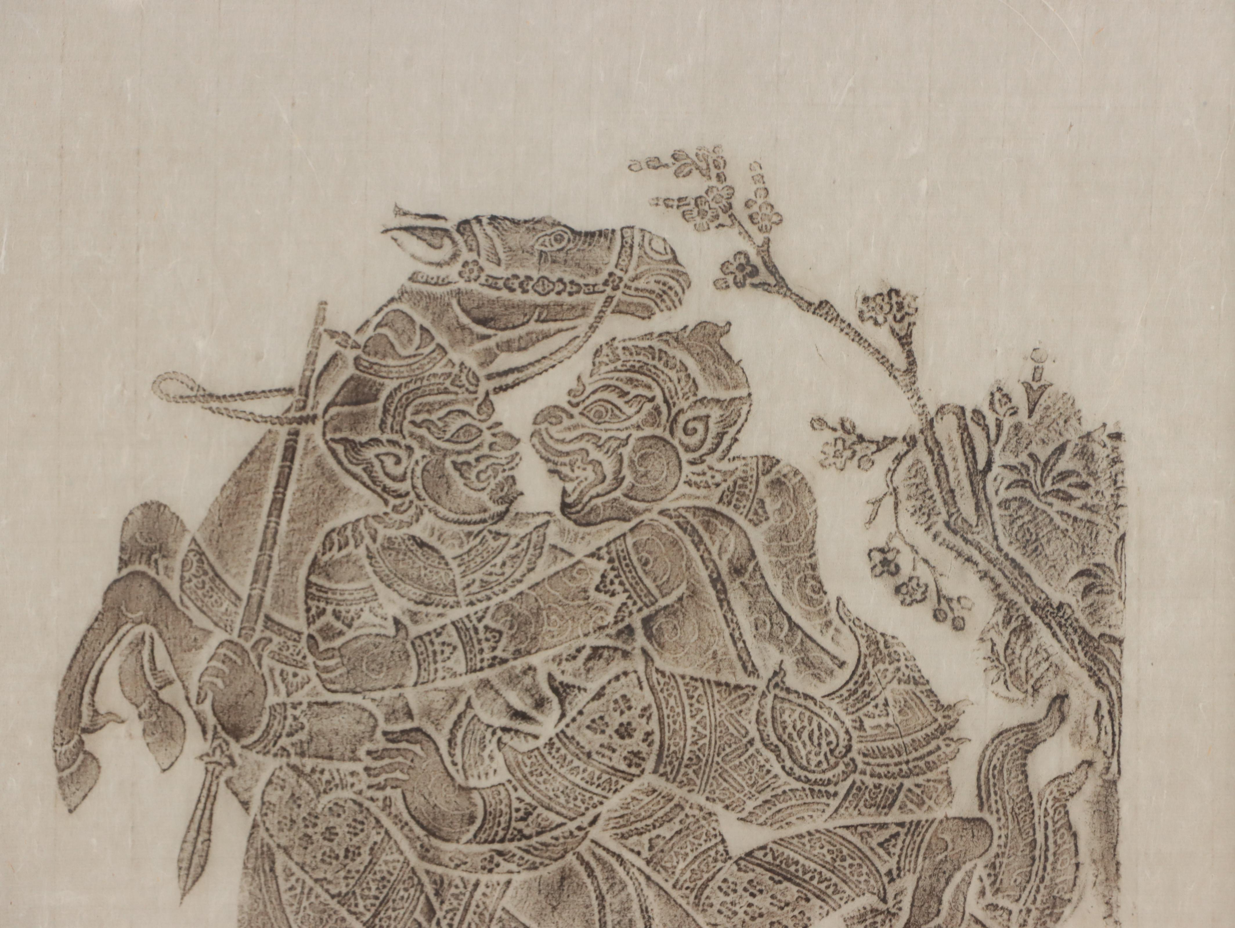 Thai Brass Rubbings of Scenes from the Ramakien, Circa 1975