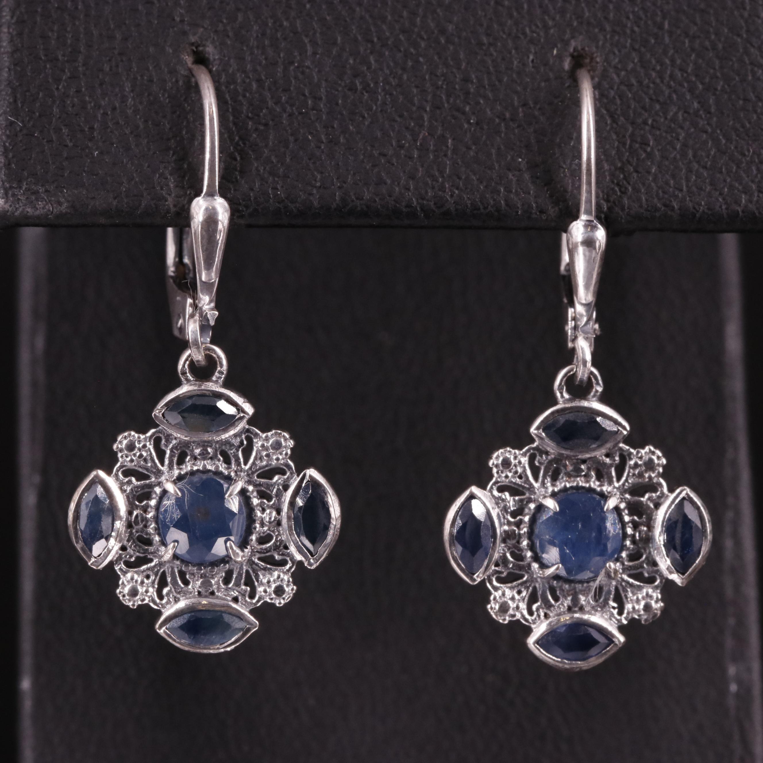 Sterling Sapphire Drop Earrings