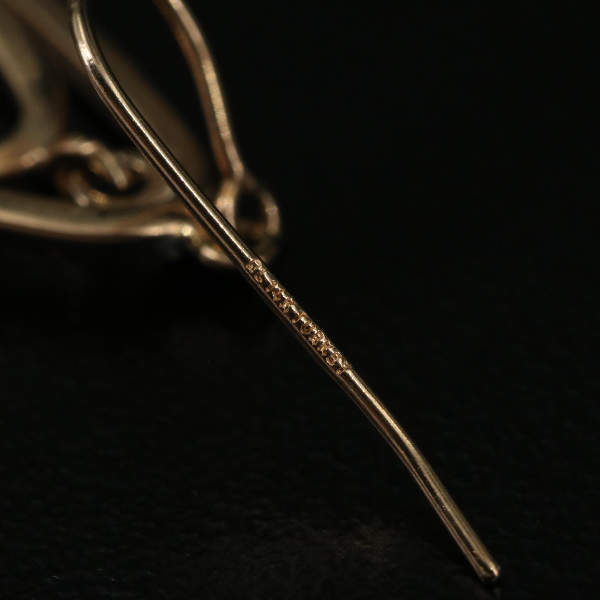 14K Double Teardrop Dangle Hoop Earrings