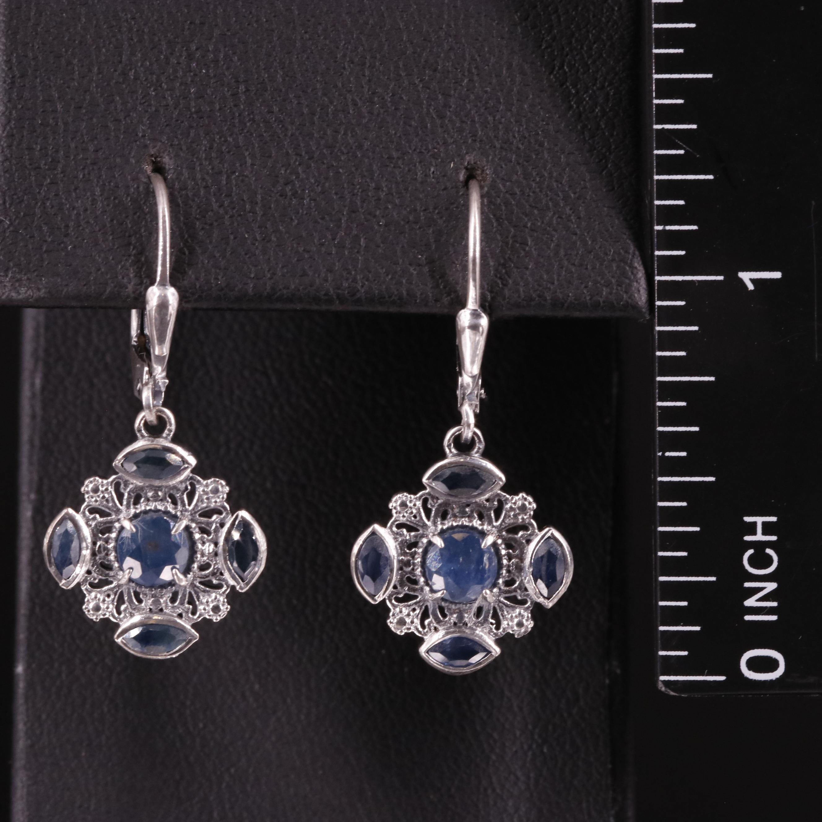 Sterling Sapphire Drop Earrings