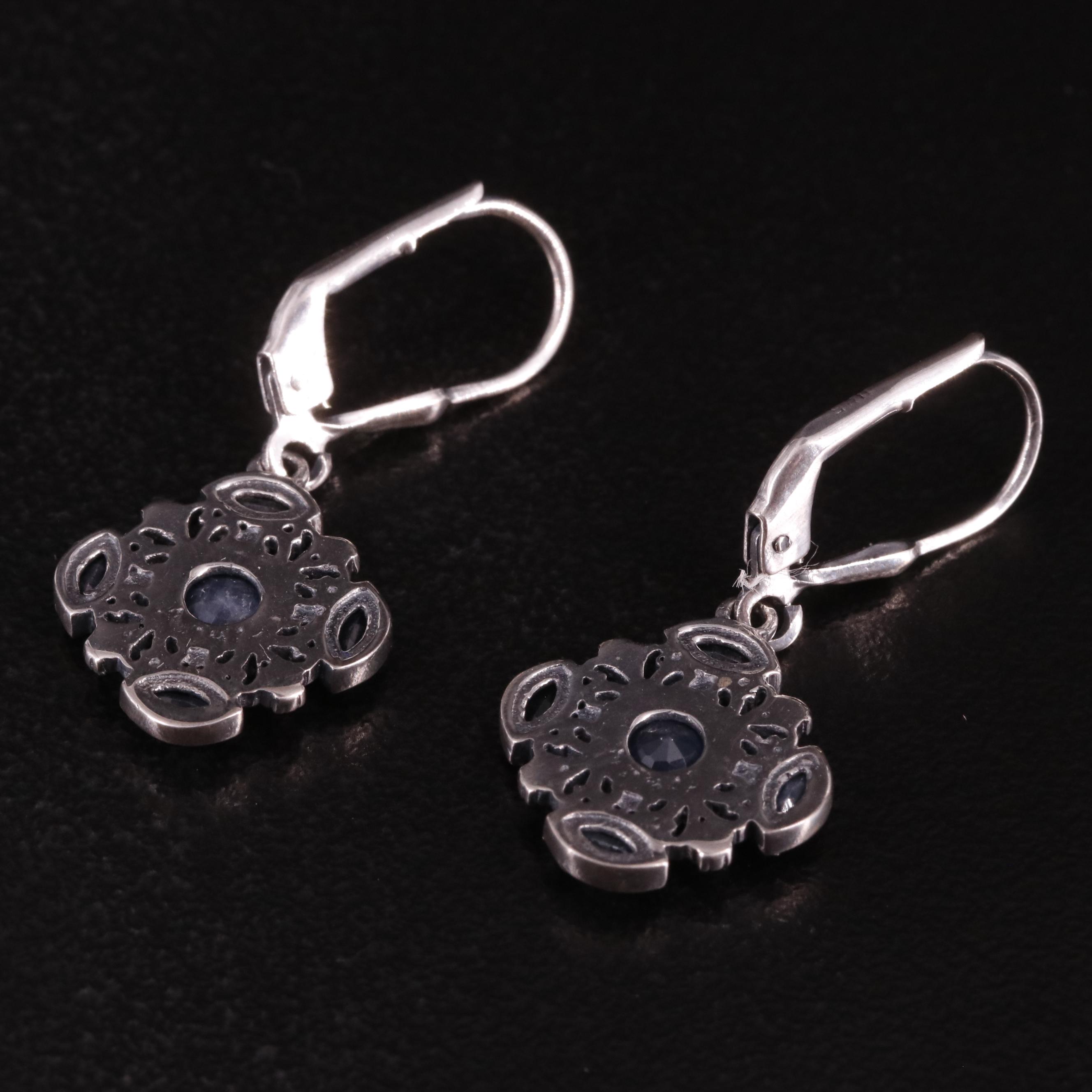 Sterling Sapphire Drop Earrings