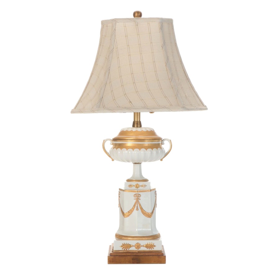 Marbro Lamp Co. New World Style Gilt Decorated Porcelain Table Lamp