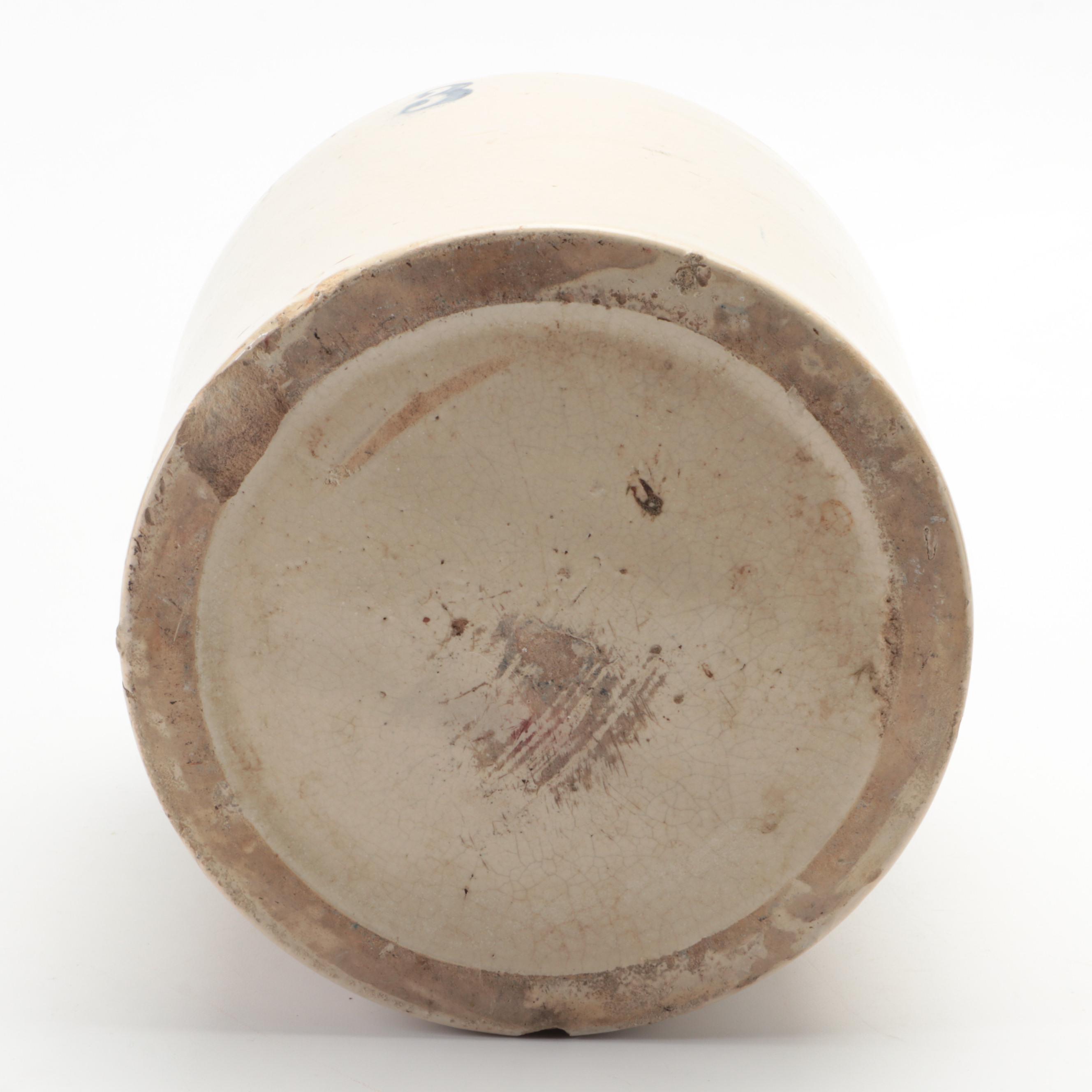 Macomb Pottery Co. Two-Gallon Crock with Other Three-Gallon Stoneware Jug