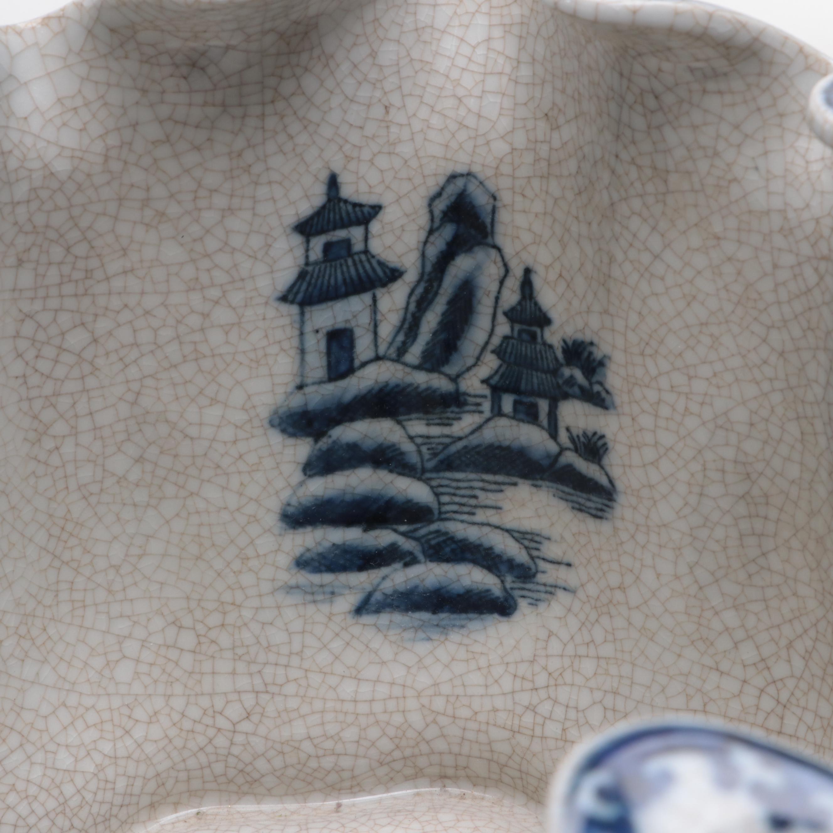 Chinese Crackled Finish Blue and White Porcelain Bowl