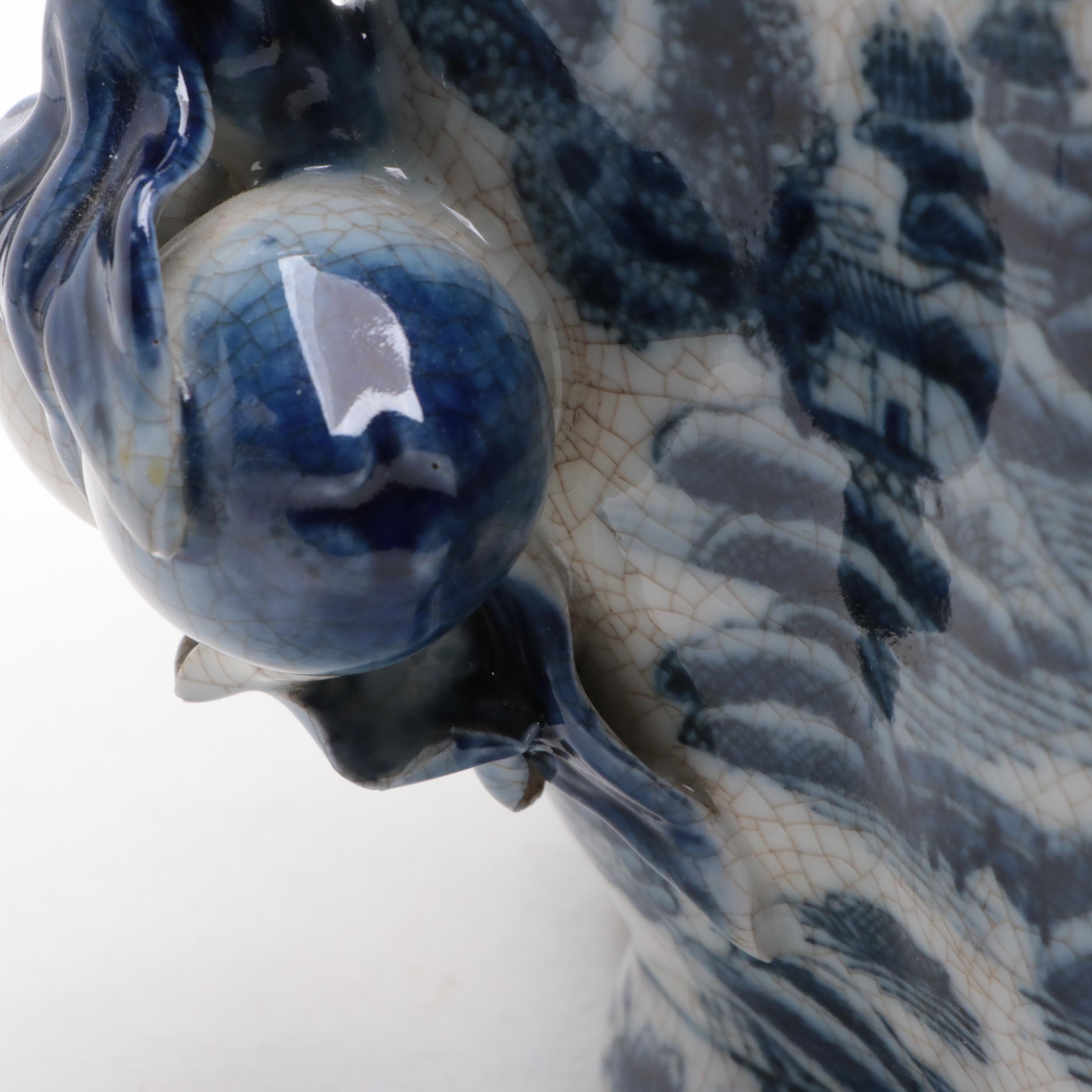 Chinese Crackled Finish Blue and White Porcelain Bowl