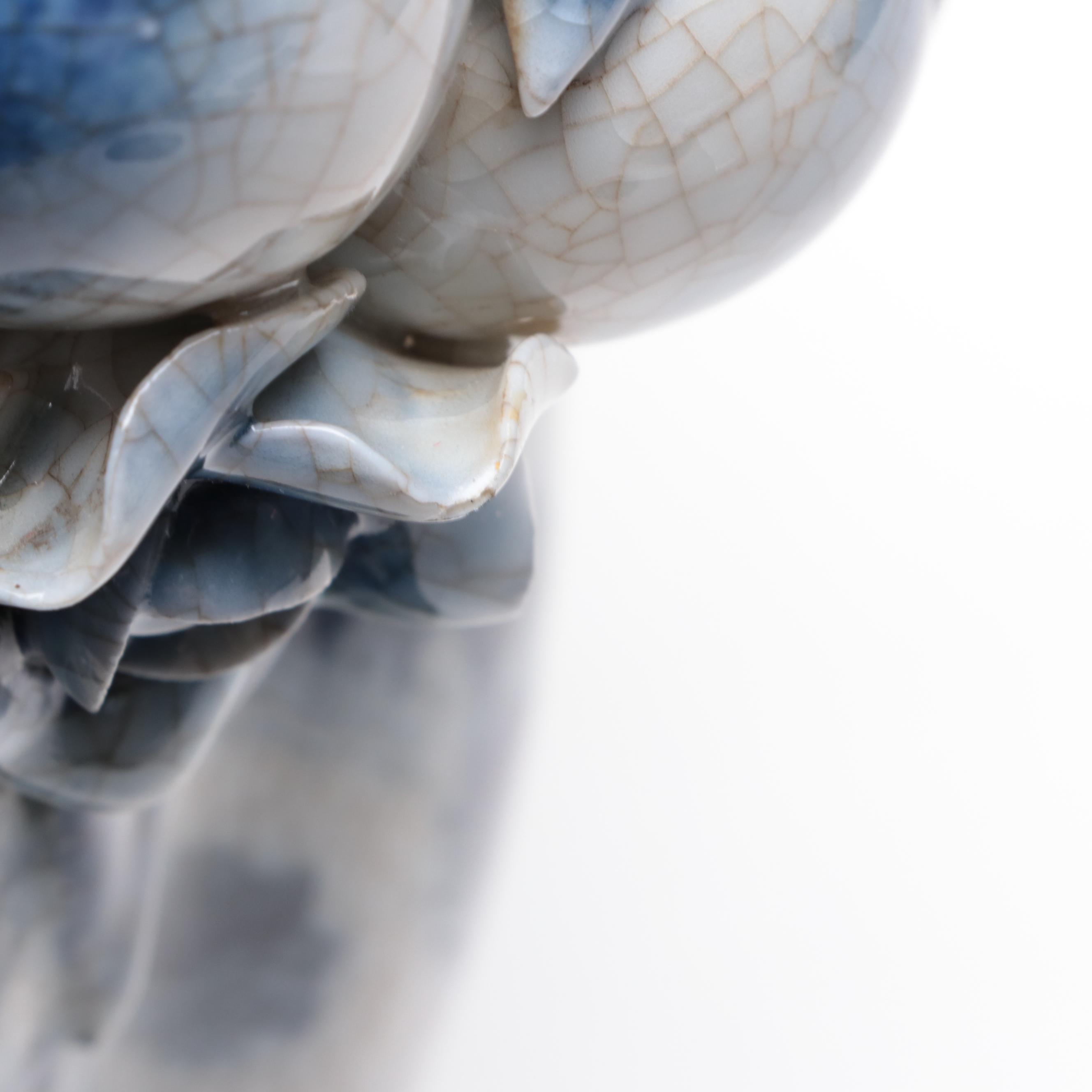 Chinese Crackled Finish Blue and White Porcelain Bowl