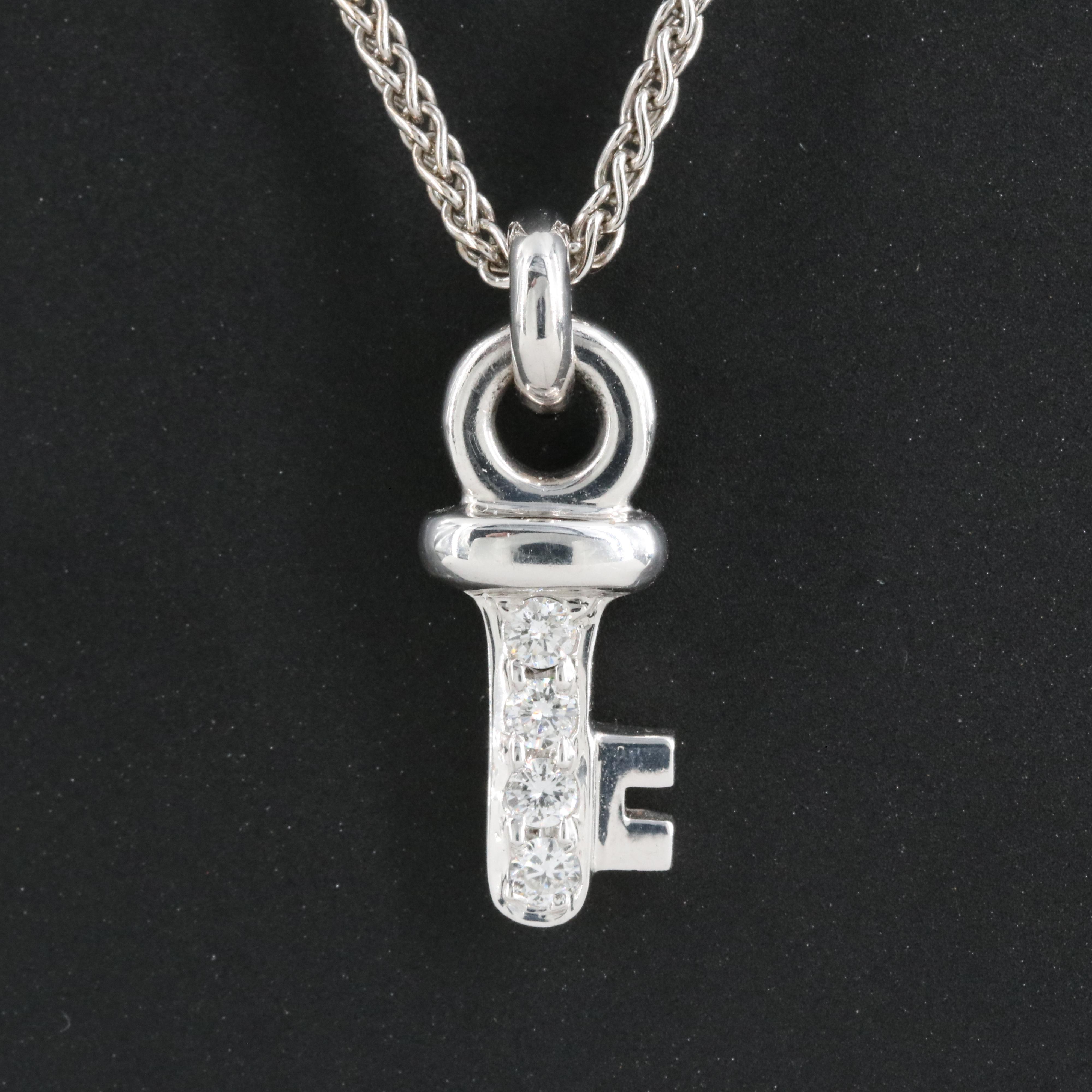 14K 0.12 CTW Diamond Key Pendant Necklace