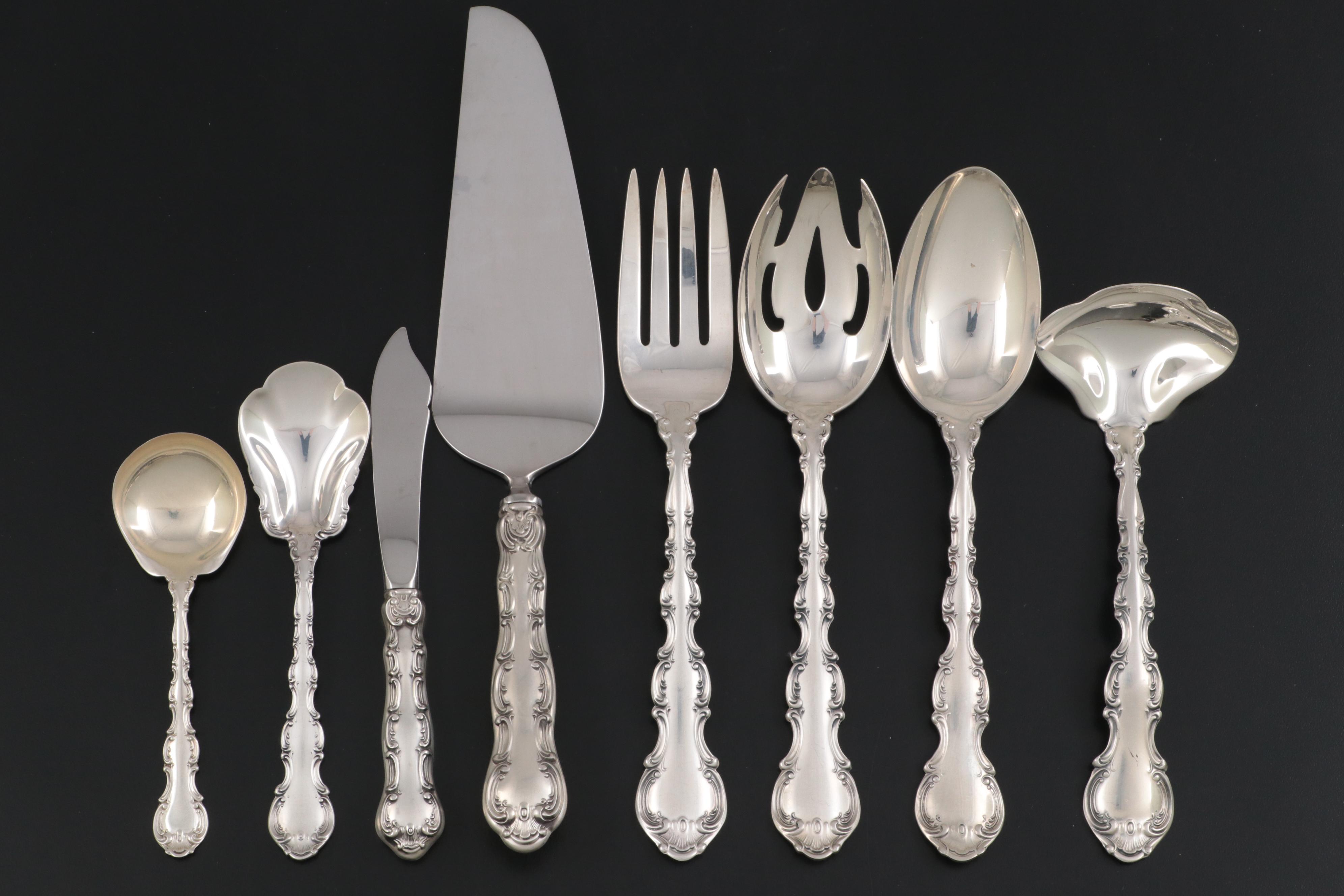 Gorham "Strasbourg" Sterling Silver Flatware and Serving Utensils, 20th Century